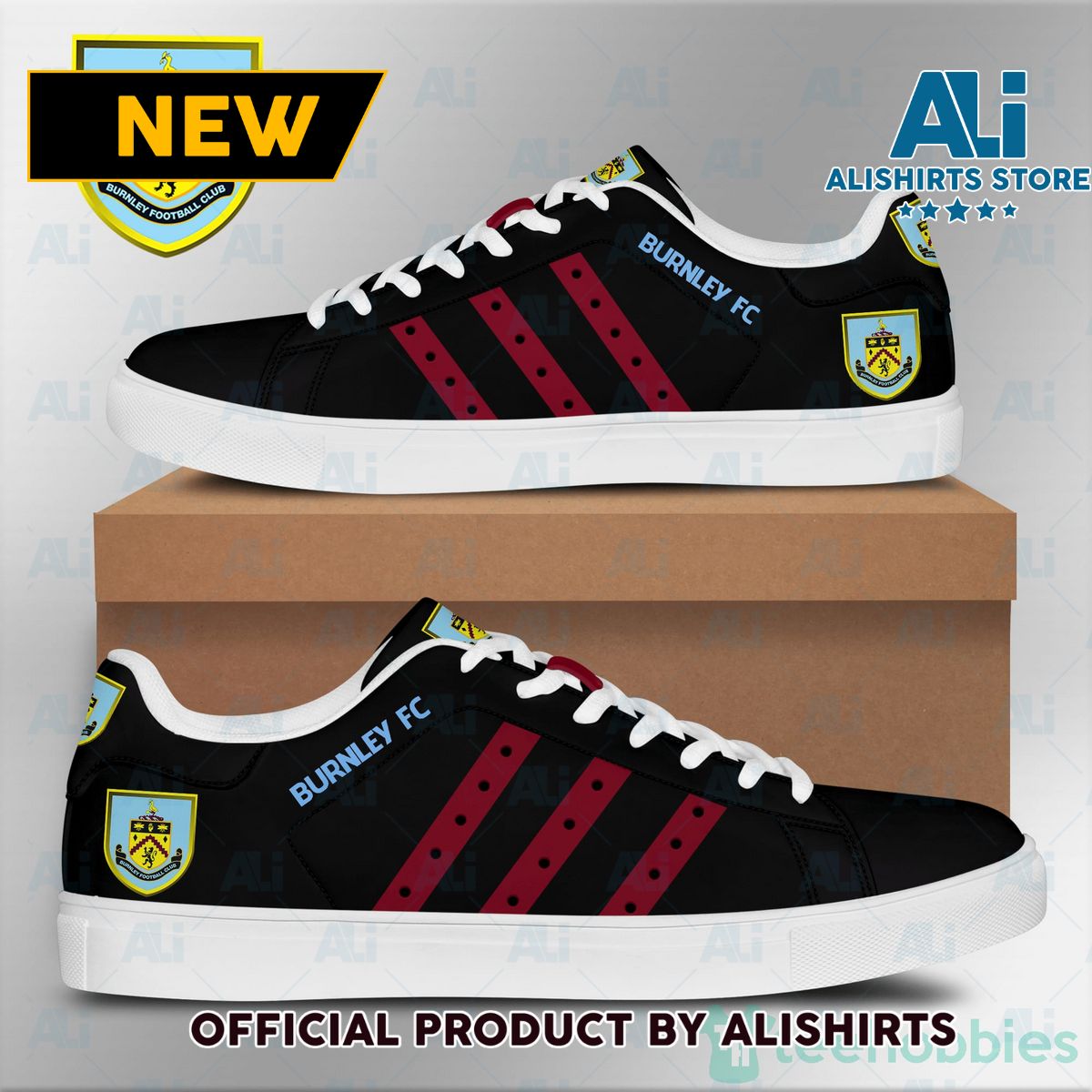 Burnley F.C Black Adidas Stan Smith Low Top Skate Shoes