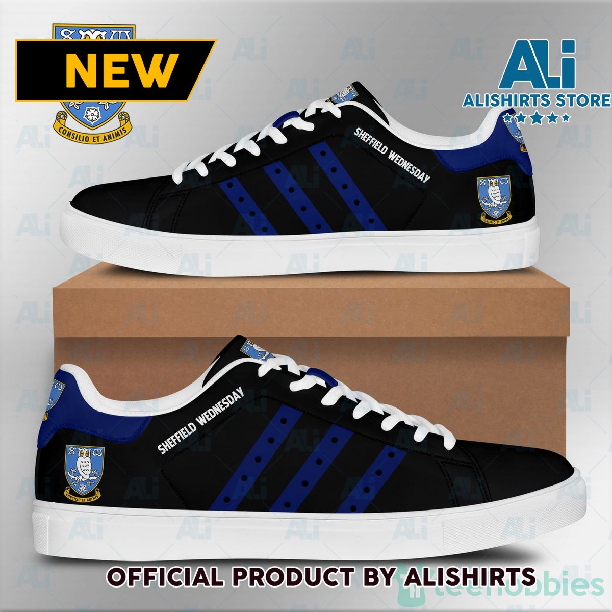 Sheffield Wednesday Black Adidas Stan Smith Low Top Skate Shoes