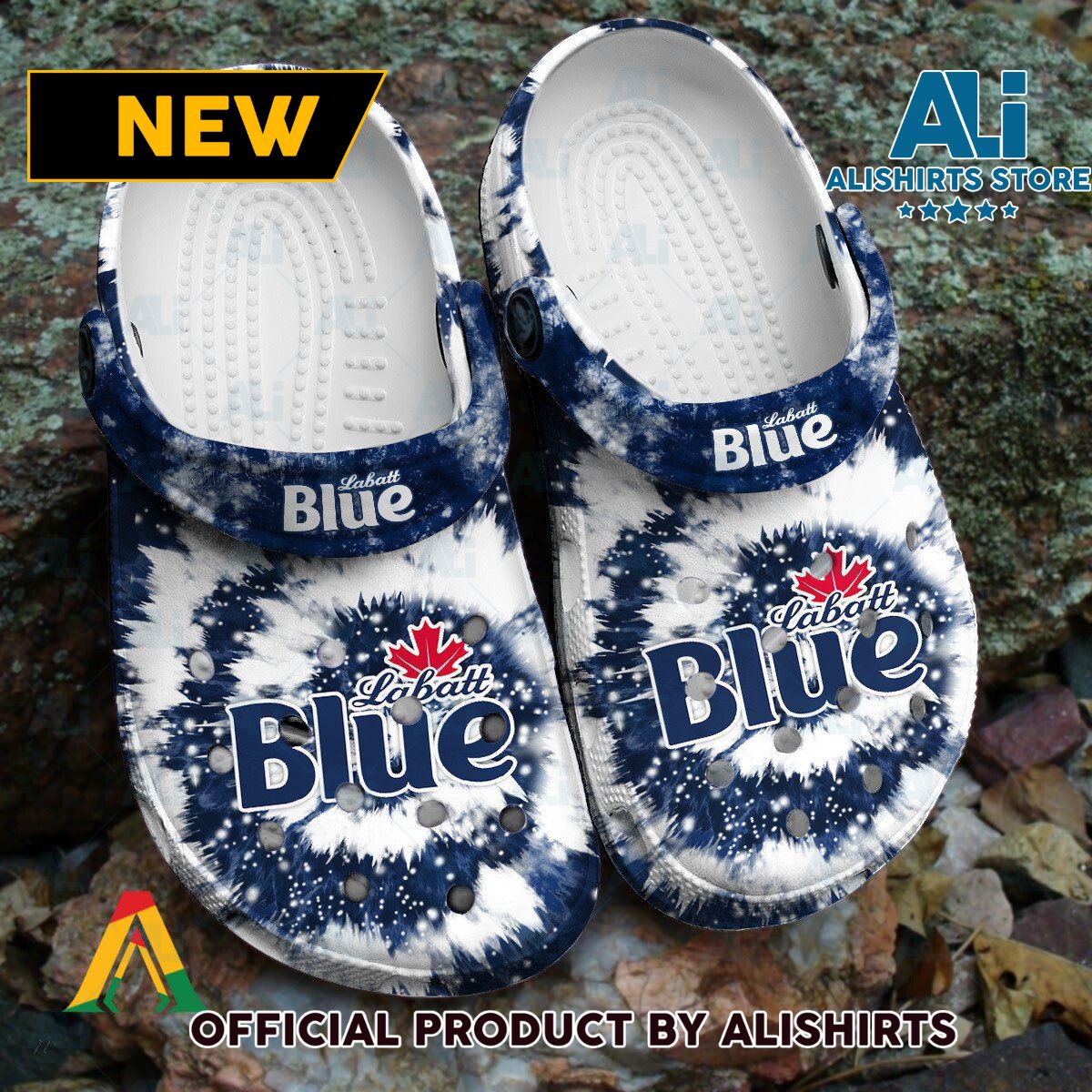 Labatt Blue Canadian Tie Dye Pattern Crocs Crocband Clogs ALI