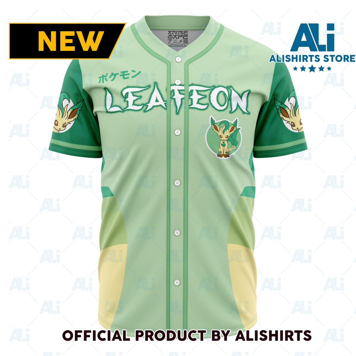 Leafeon Eeveelution Pokemon Baseball Jersey - 8L11