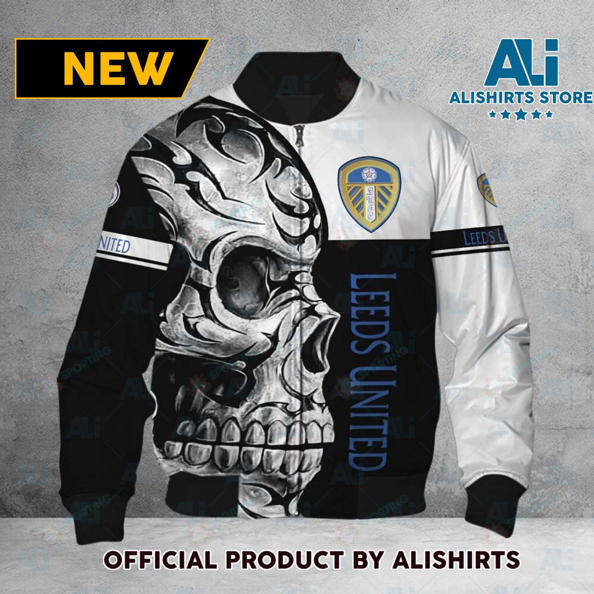 Leeds United FC Premier League Skull Bomber Jacket