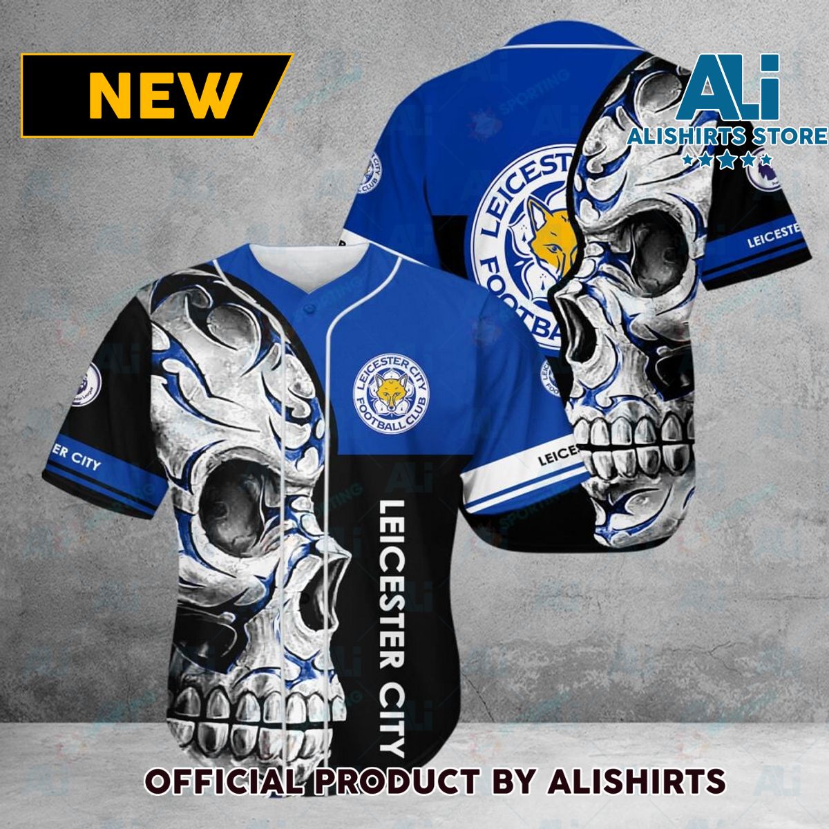 Leicester City FC Premier League Skull Baseball Jersey