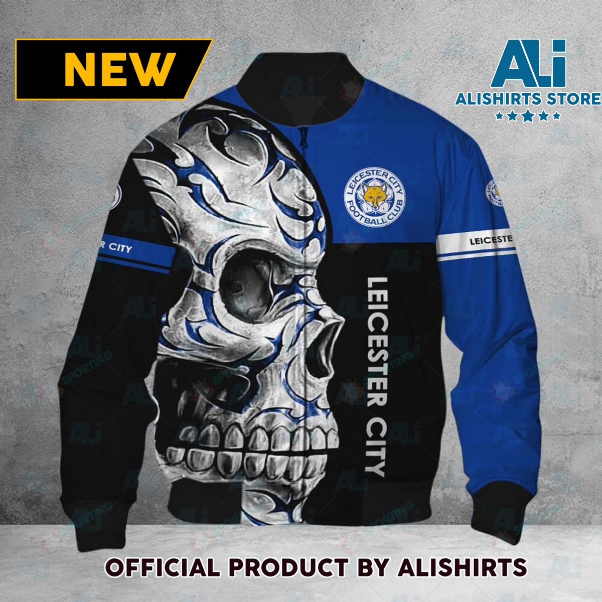 Leicester City FC Premier League Skull Bomber Jacket