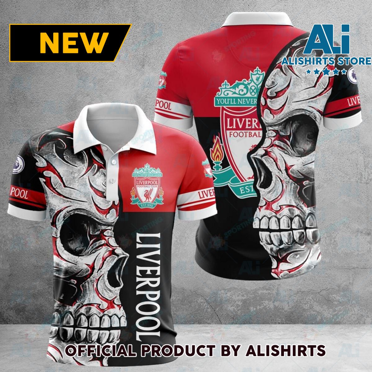 Liverpool F.C Premier League Skull Polo Shirts