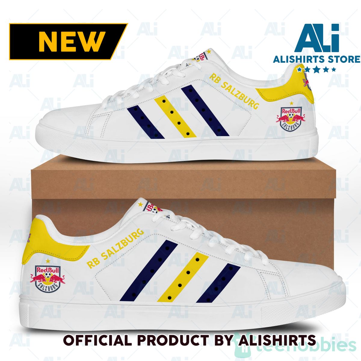 Fc Red Bull Salzburg White Adidas Stan Smith Low Top Skate Shoes