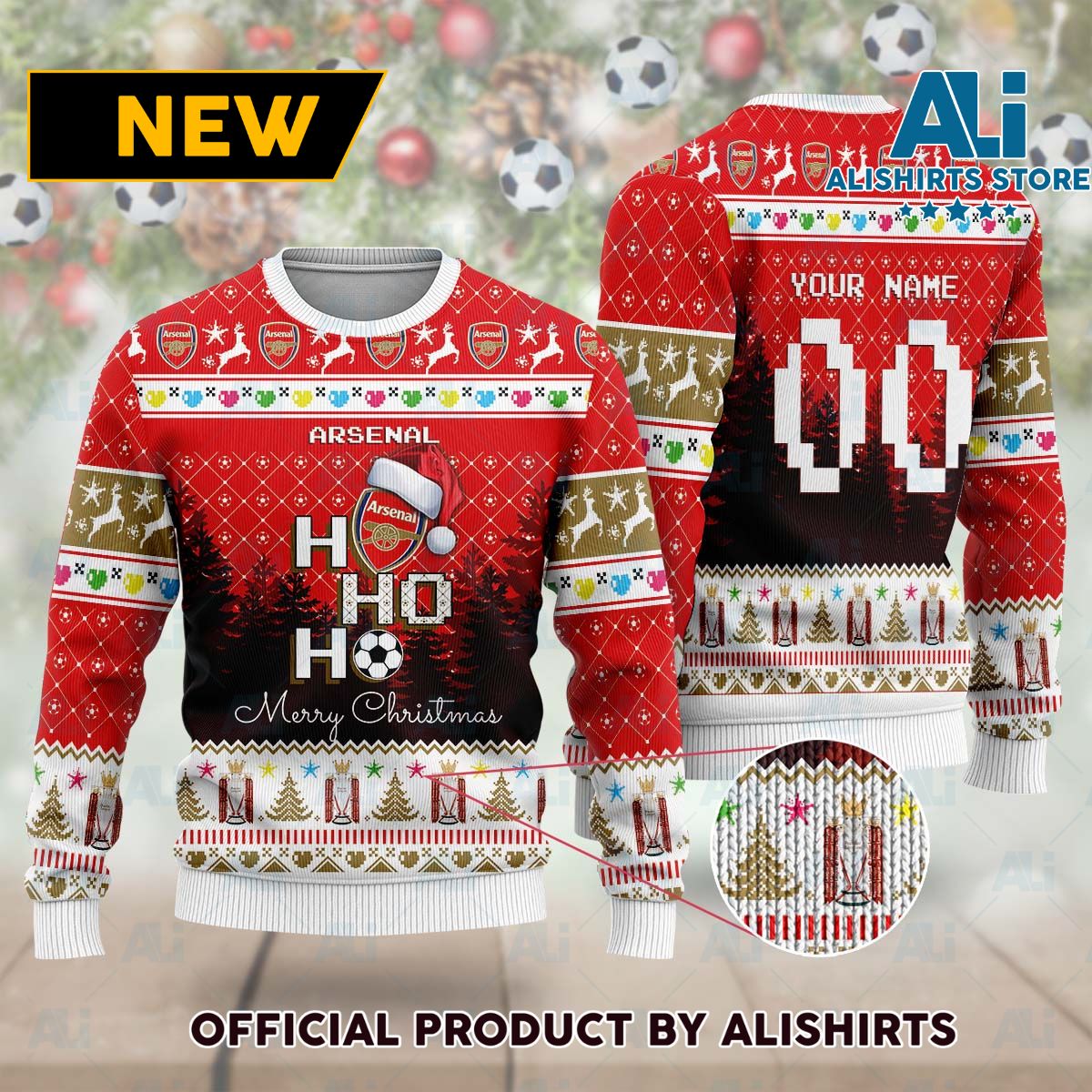 Arsenal FC Santa Claus Ho Ho Ho Ugly Christmas Sweater