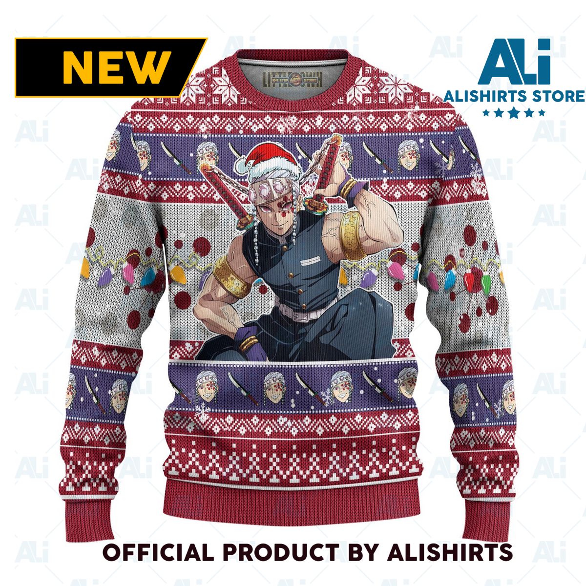 Demon Slayer Tengen Uzui Anime Ugly Christmas Sweater