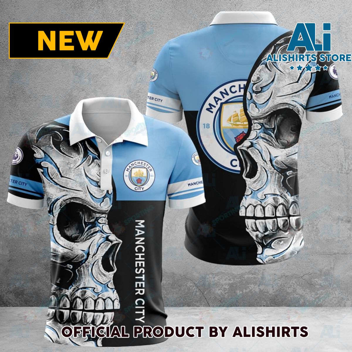 Manchester City F.C Premier League Skull Polo Shirts