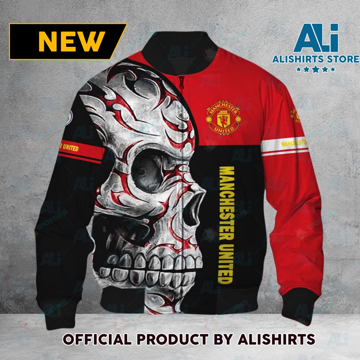 Manchester United FC Premier League Skull Bomber Jacket