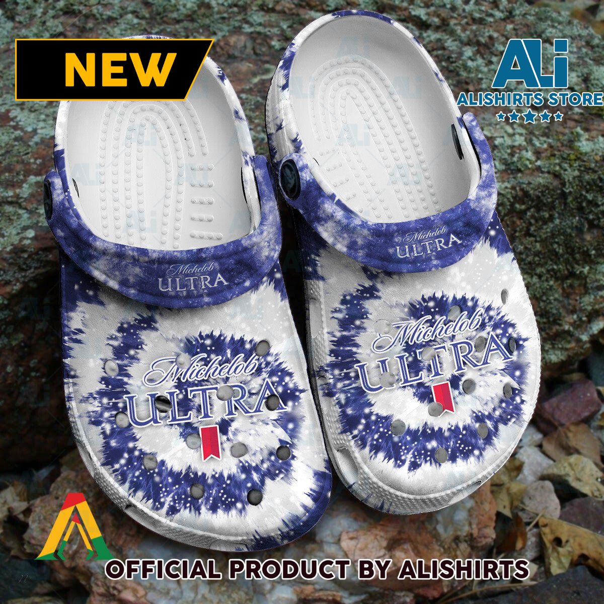 Michelob ULTRA Signature logo Tie Dye Pattern Crocs Crocband Clogs ALI