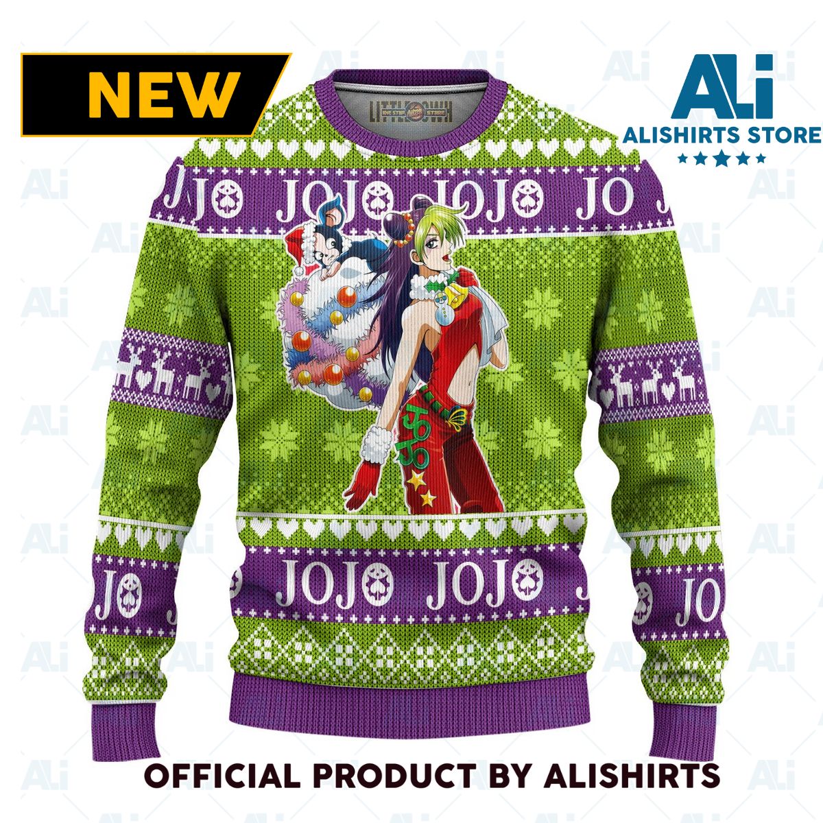 Jolyne X Iggy Anime Ugly Christmas Sweater Custom Jojos Bizarre Adventure