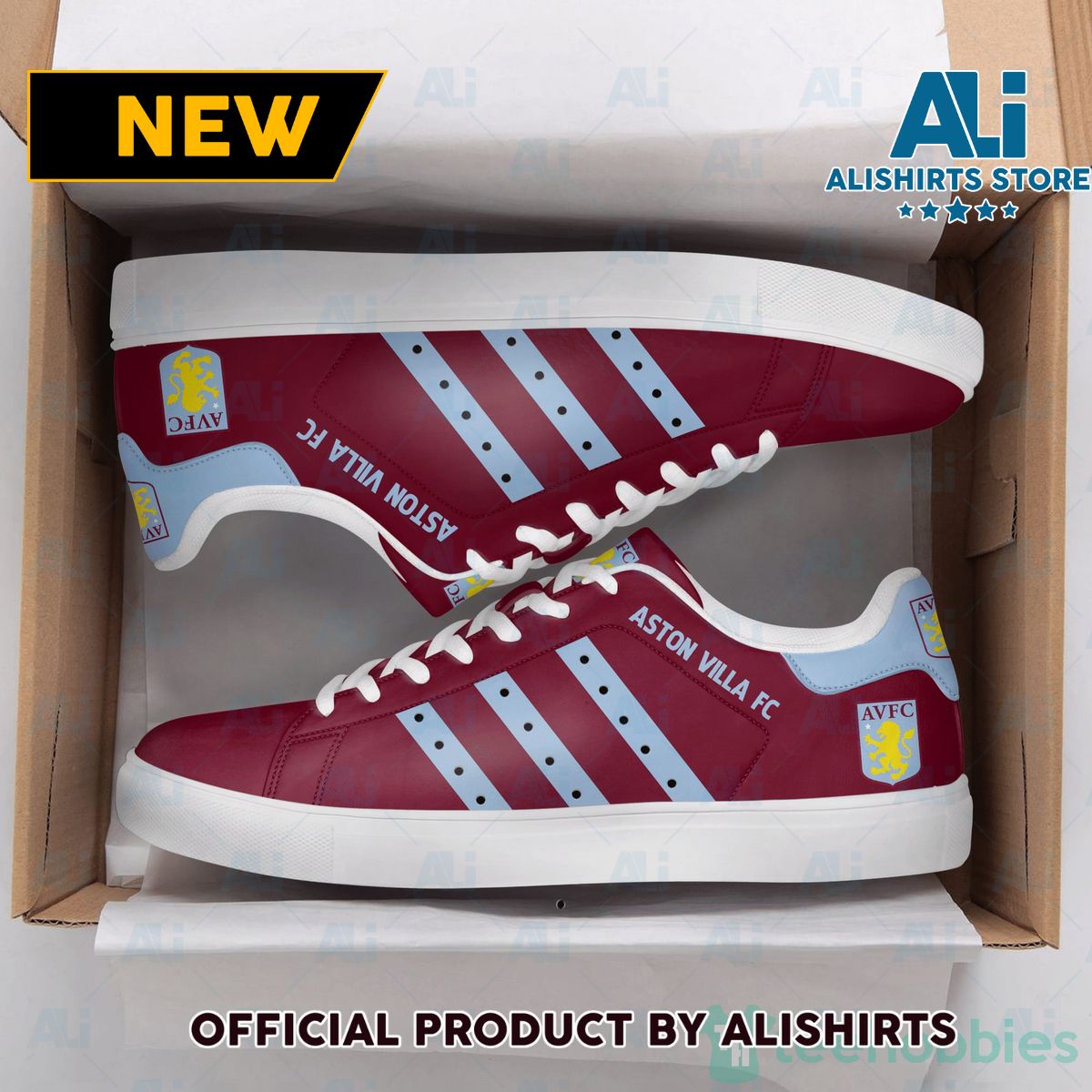 Aston Villa Best Gift Adidas Stan Smith Low Top Skate Shoes