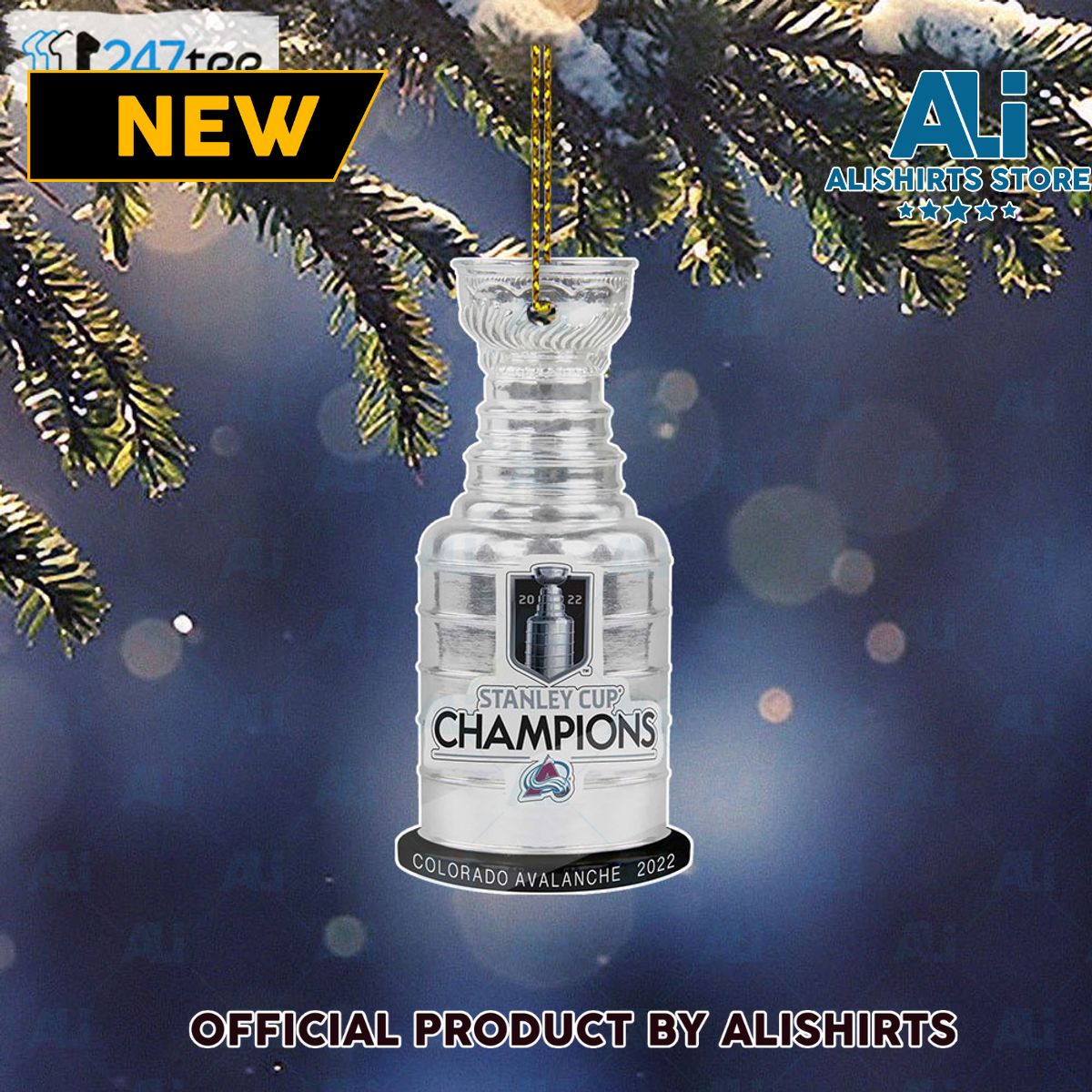 Nhl Colorado Avalanche 2022 Champions Stanley Cup Trophy Christmas Ornament