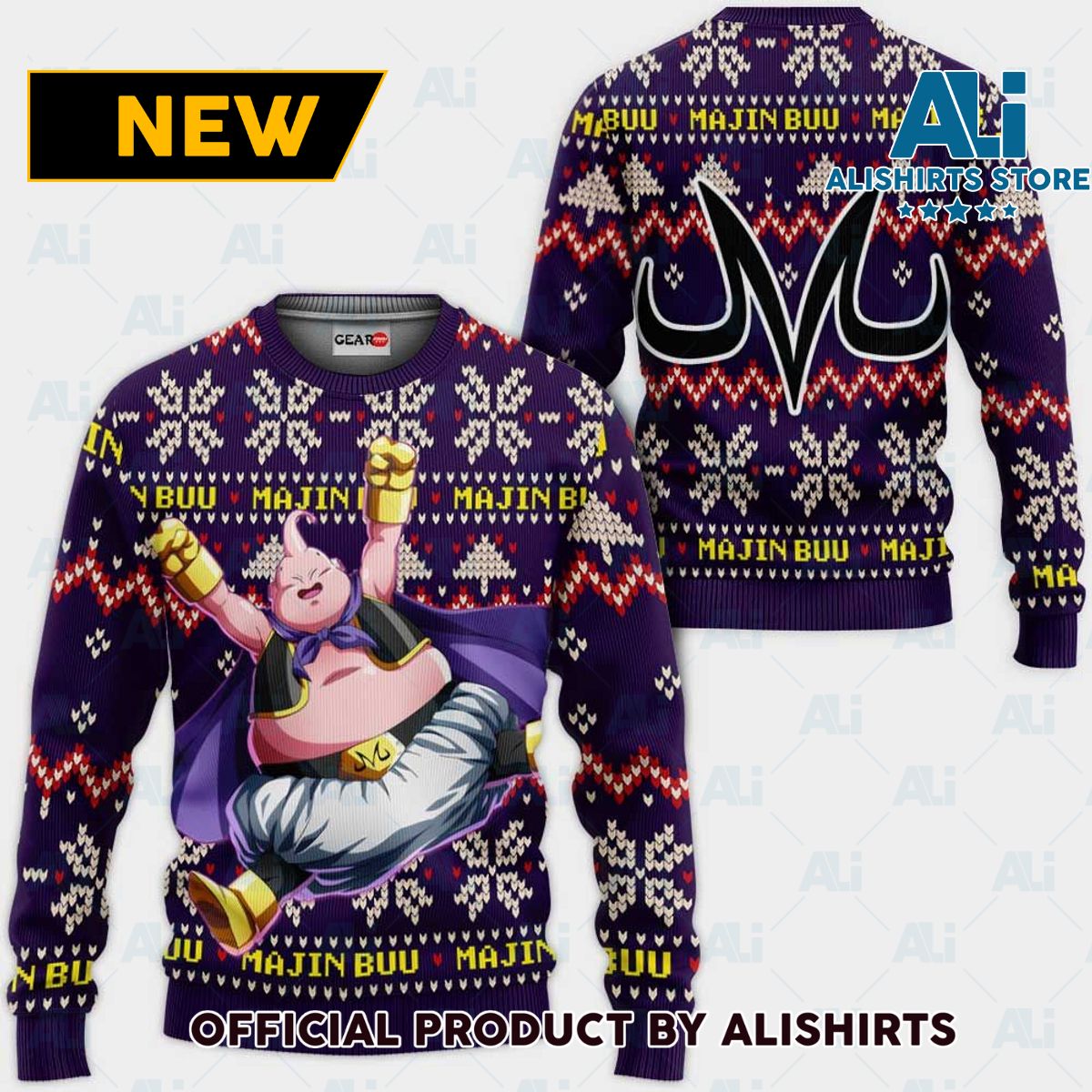 Majin Buu Fat Ugly Christmas Sweater Custom Anime Dragon Ball