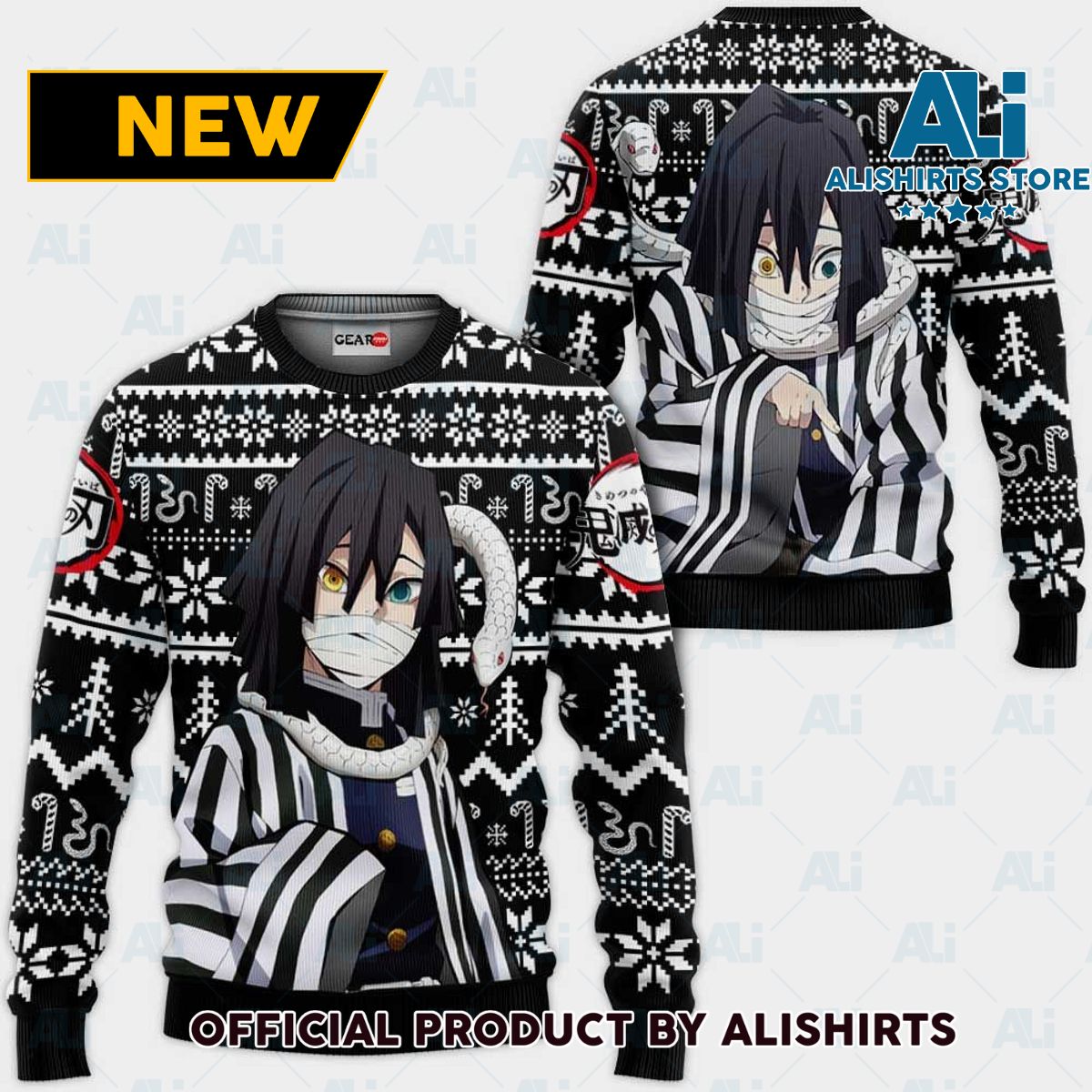 Obanai Ugly Christmas Sweater Custom Anime Demon Slayer