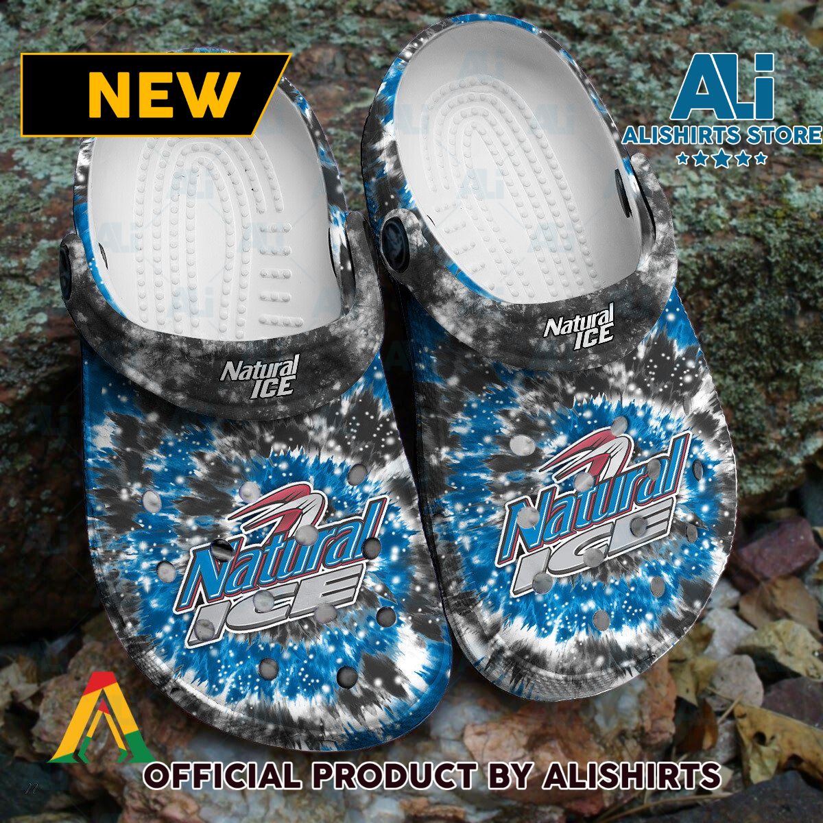 Natural Ice Signature logo Tie Dye Pattern Crocs Crocband Clogs ALI