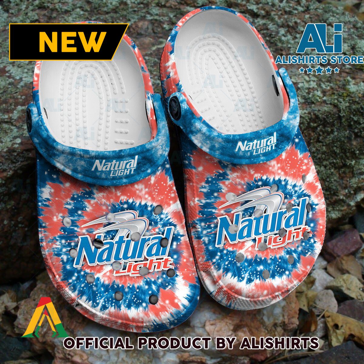 Natural Light Signature logo Tie Dye Pattern Crocs Crocband Clogs ALI