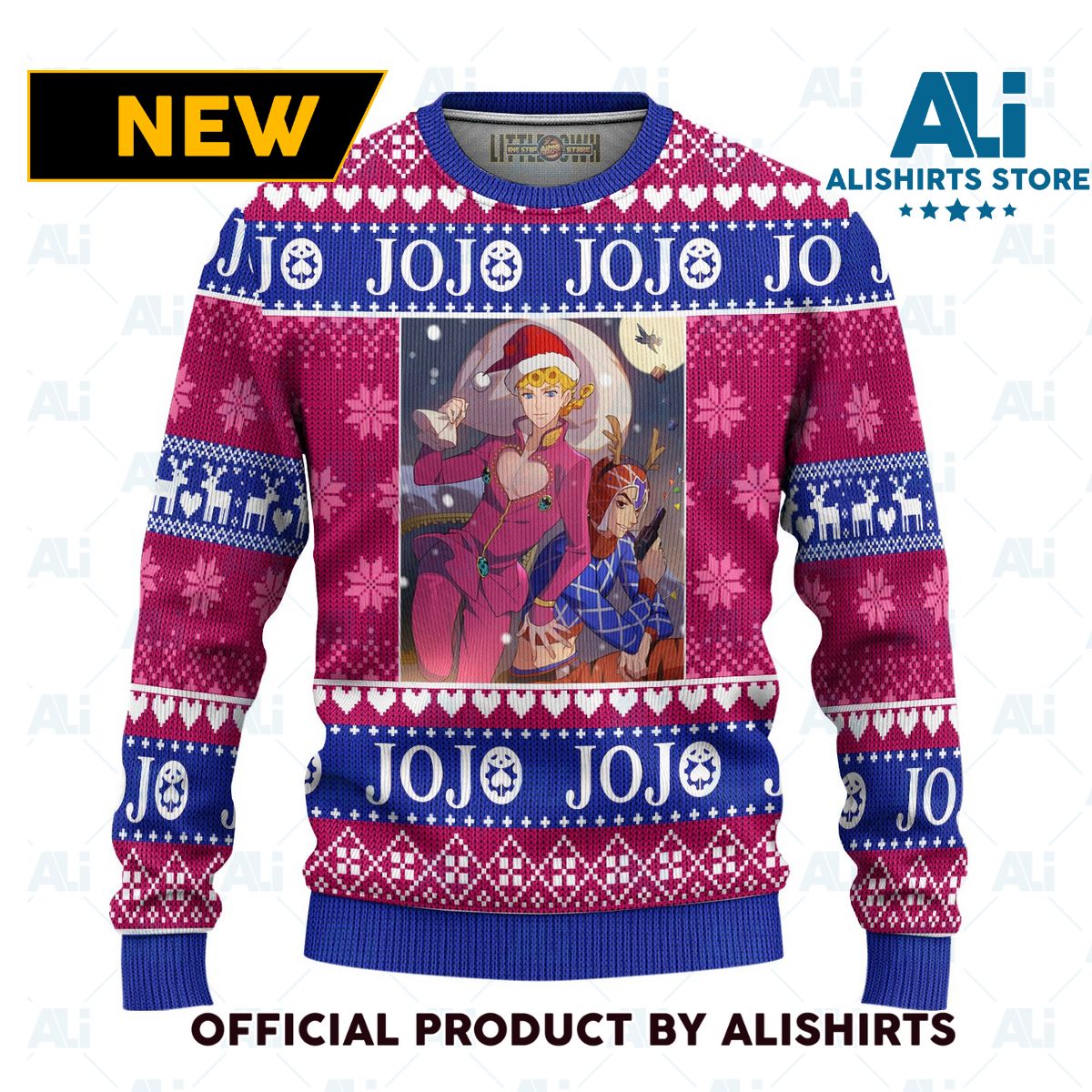 Giorno X Mista Anime Ugly Christmas Sweater Custom Jojos Bizarre Adventure