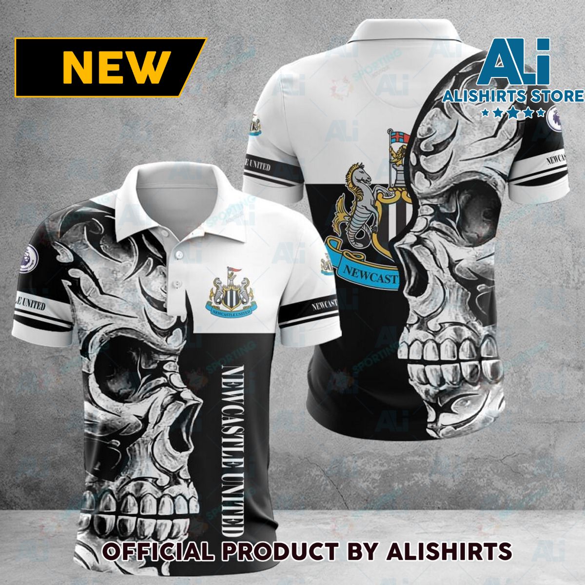 Newcastle United F.C Premier League Skull Polo Shirts