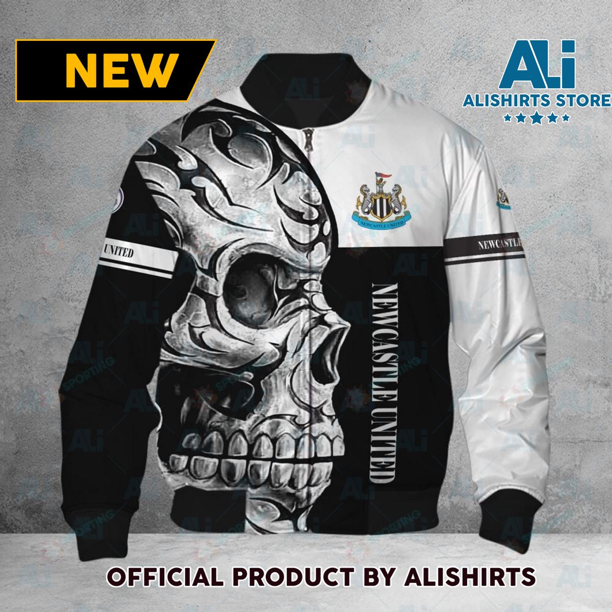 Newcastle United FC Premier League Skull Bomber Jacket