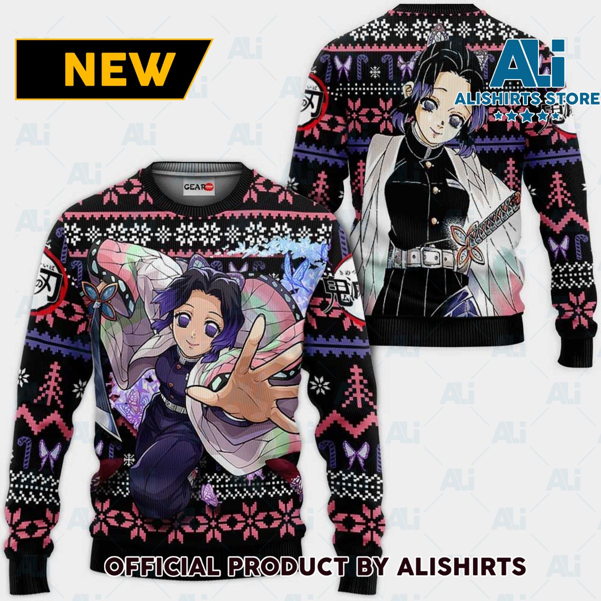 Shinobu Kocho Ugly Christmas Sweater Custom Anime Kimetsu