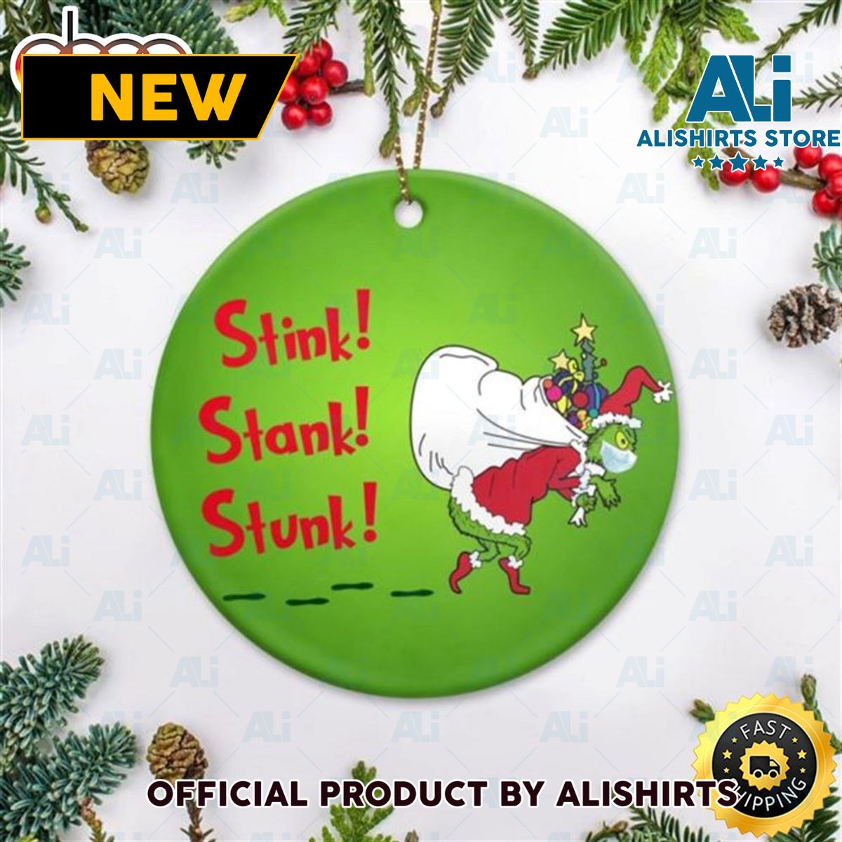 Grinch Hand Christmas Stink Stank Stunk Grinch Arm Holding Ornament