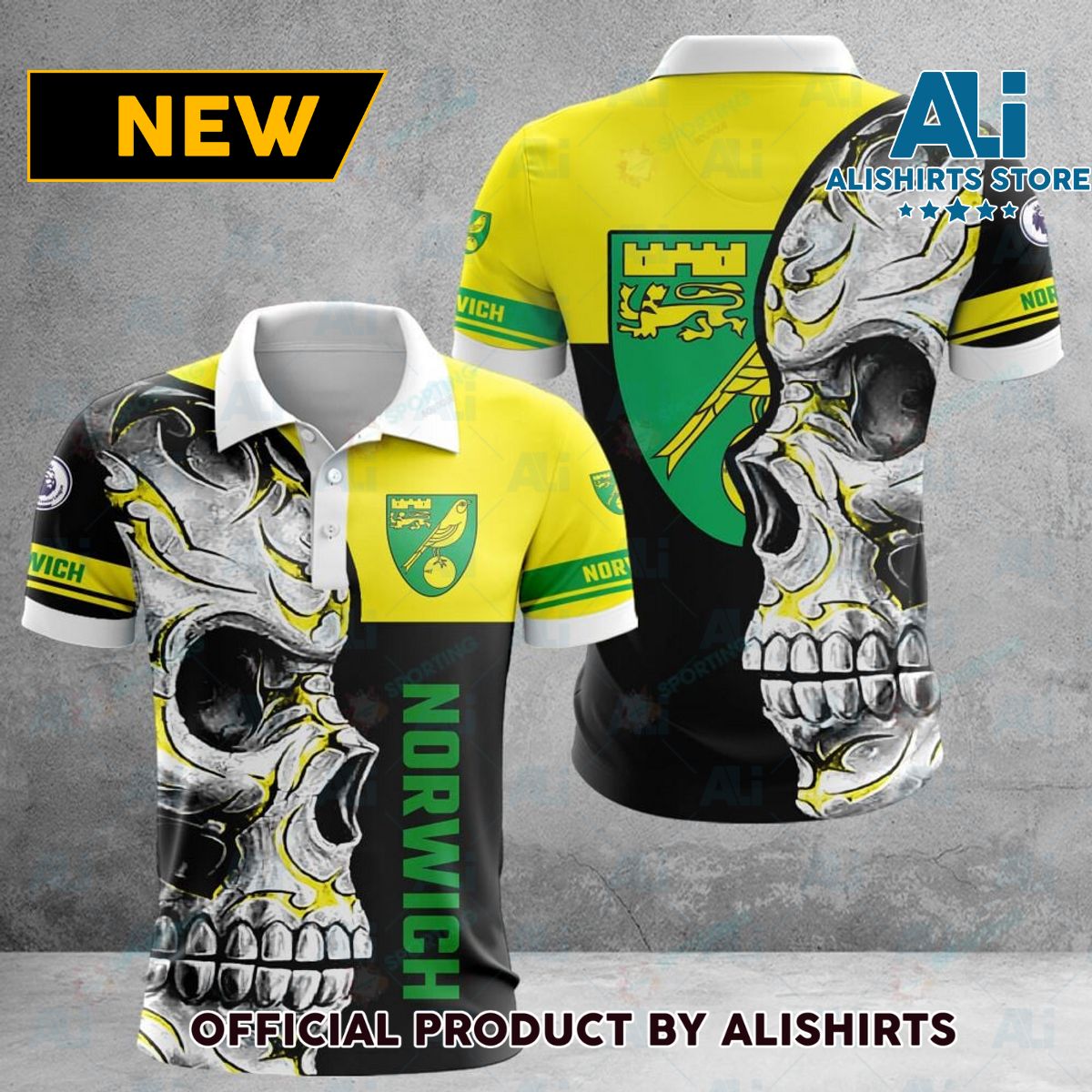 Norwich City Premier League Skull Polo Shirts