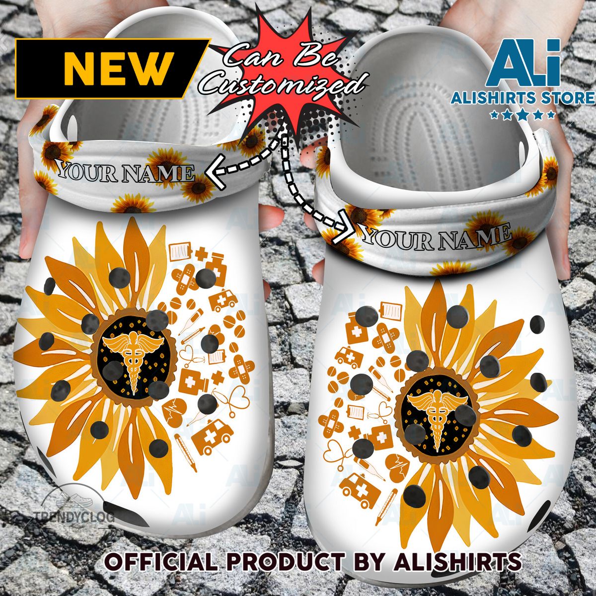 Nurse Sunflower Crocs Crocband Clog Shoes