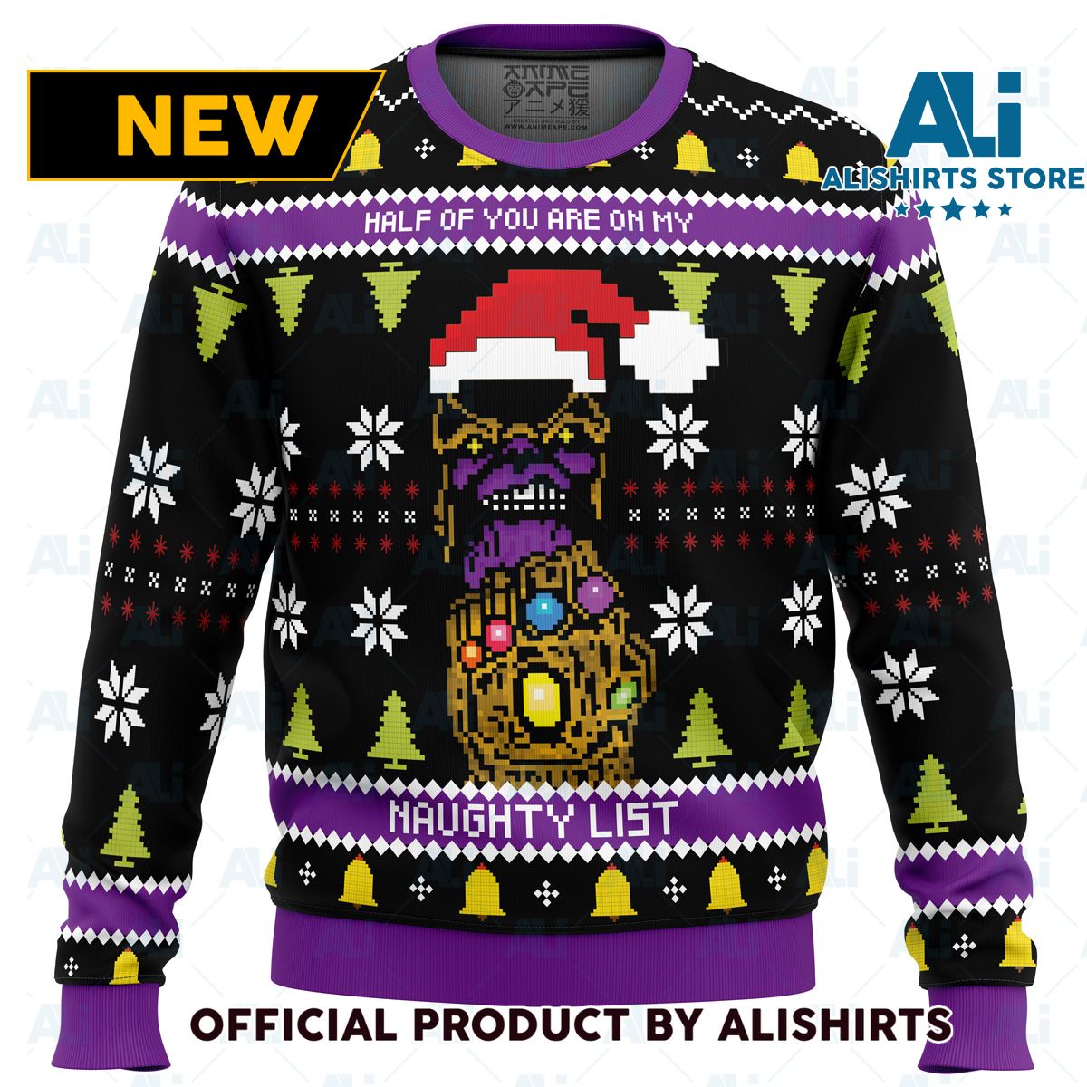 Half of you are on my NAUGHTY List! Thanos Ugly Christmas Sweater