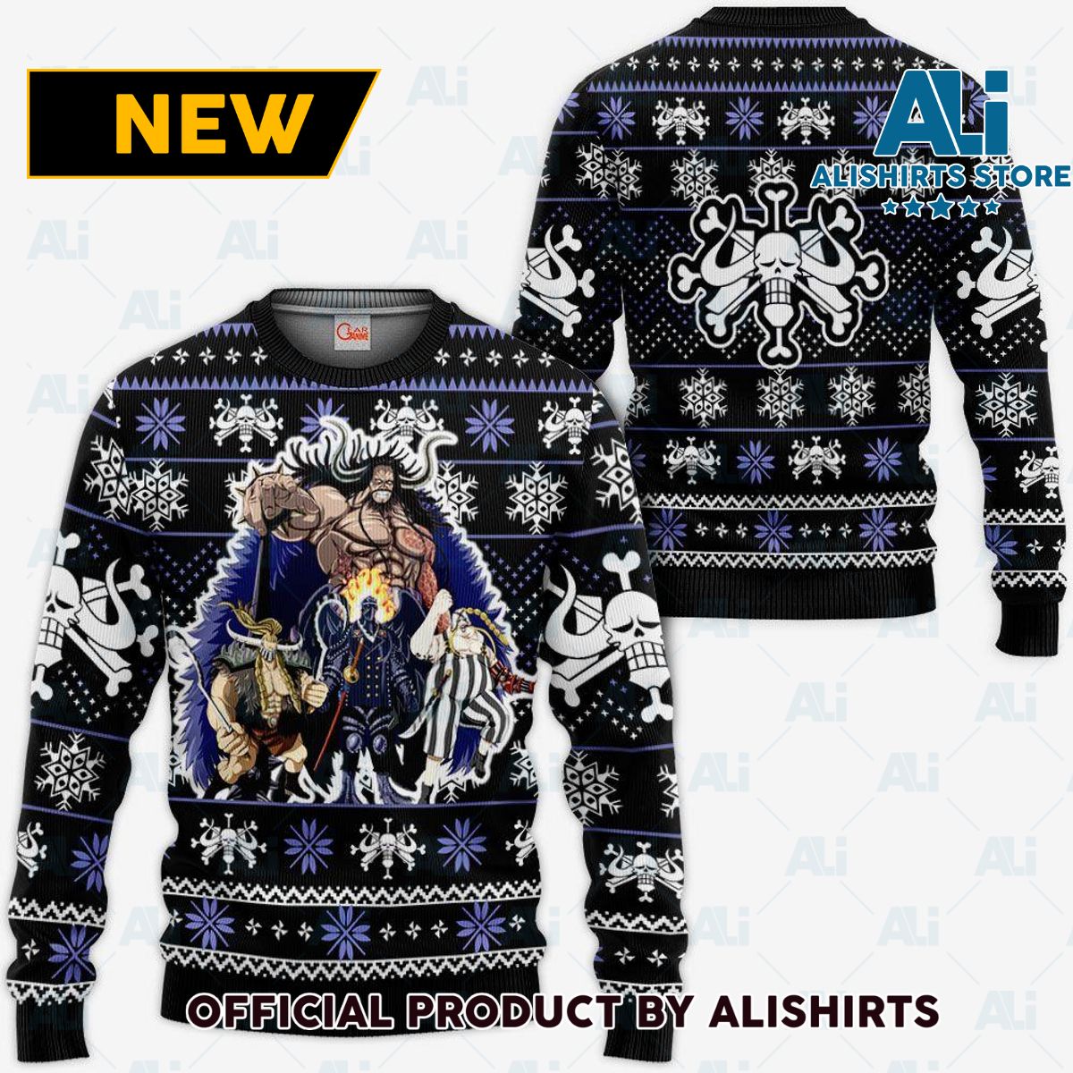 Kaido Beast Pirates Ugly Christmas Sweater Custom Anime One Piece