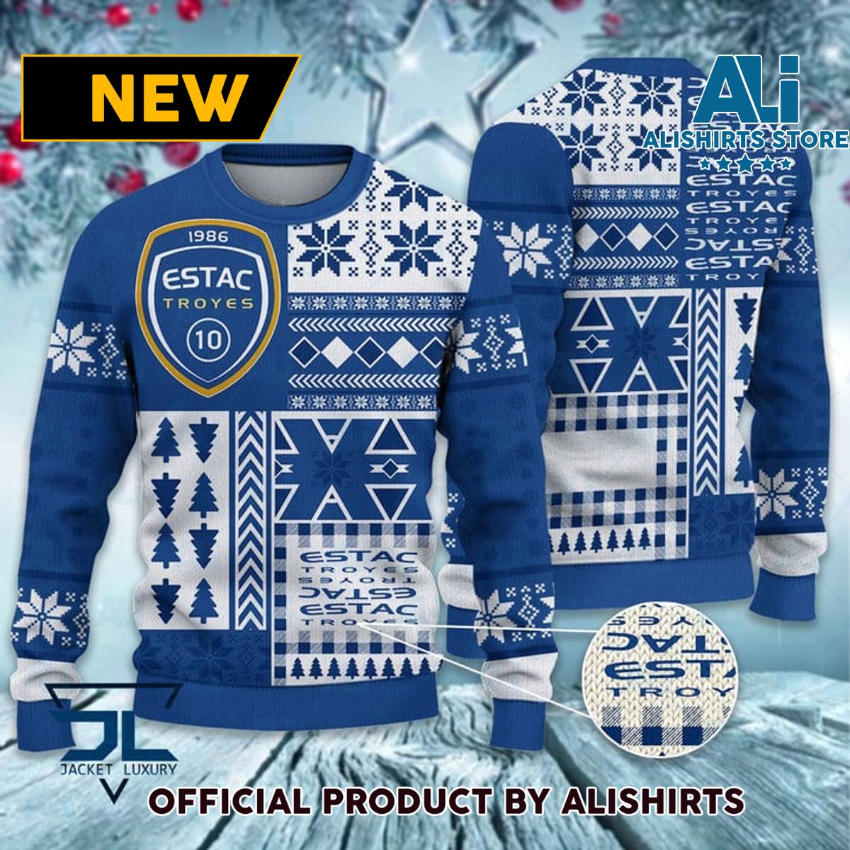 ESTAC Troyes France football soccer ugly christmas sweater