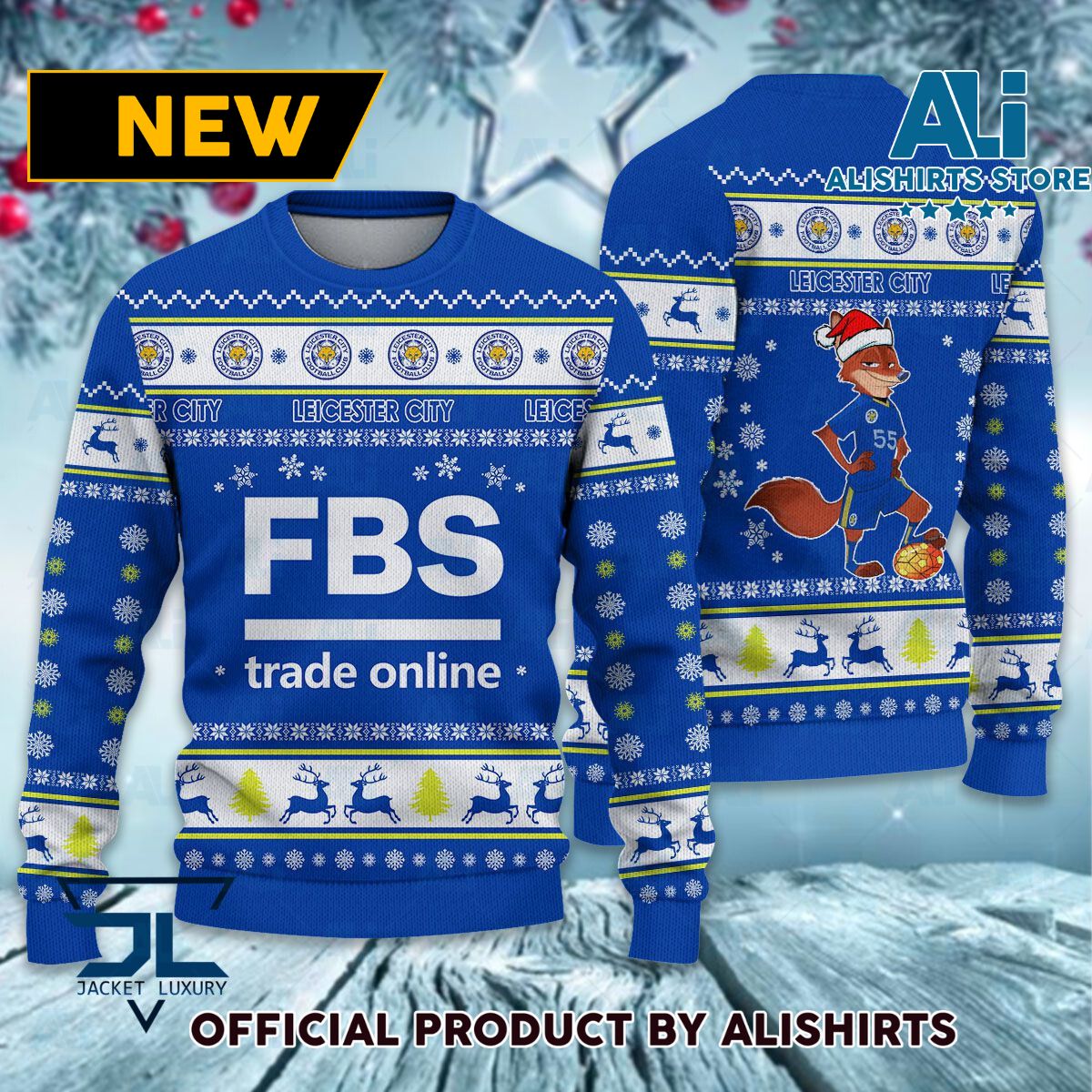 Leicester City FC Mascot premier league Ugly Christmas Sweater