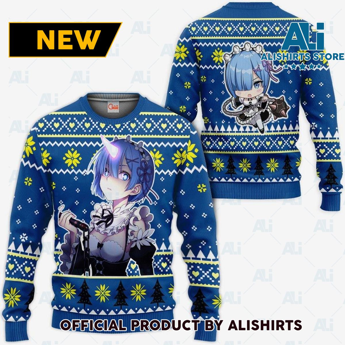 Re Zero Rem Ugly Christmas Sweater Custom Anime