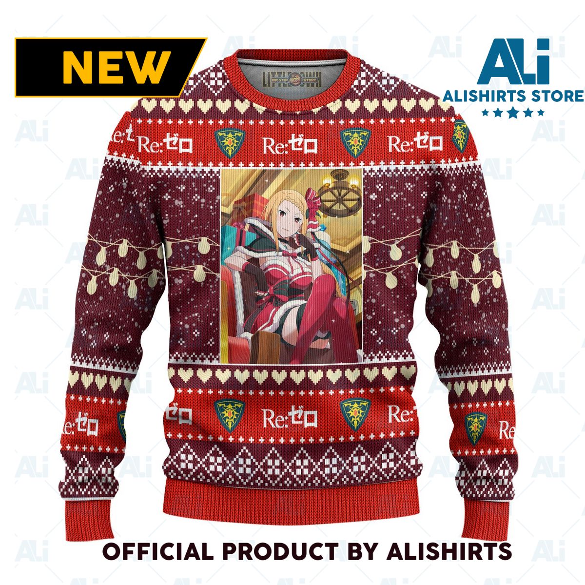 Priscilla Barielle Anime Ugly Christmas Sweater Custom Re Zero