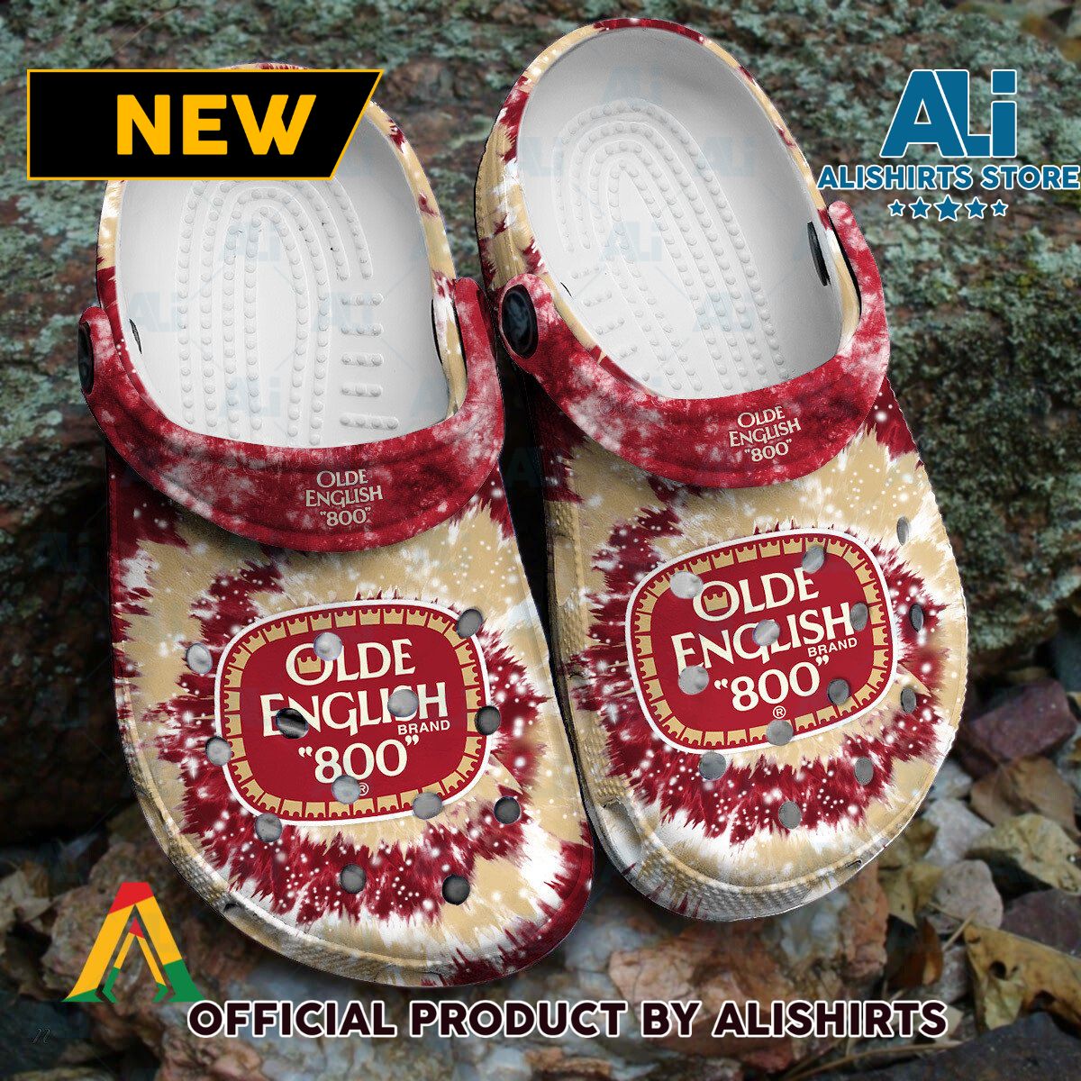 Olde English 800 Signature logo Tie Dye Pattern Crocs Crocband Clogs ALI