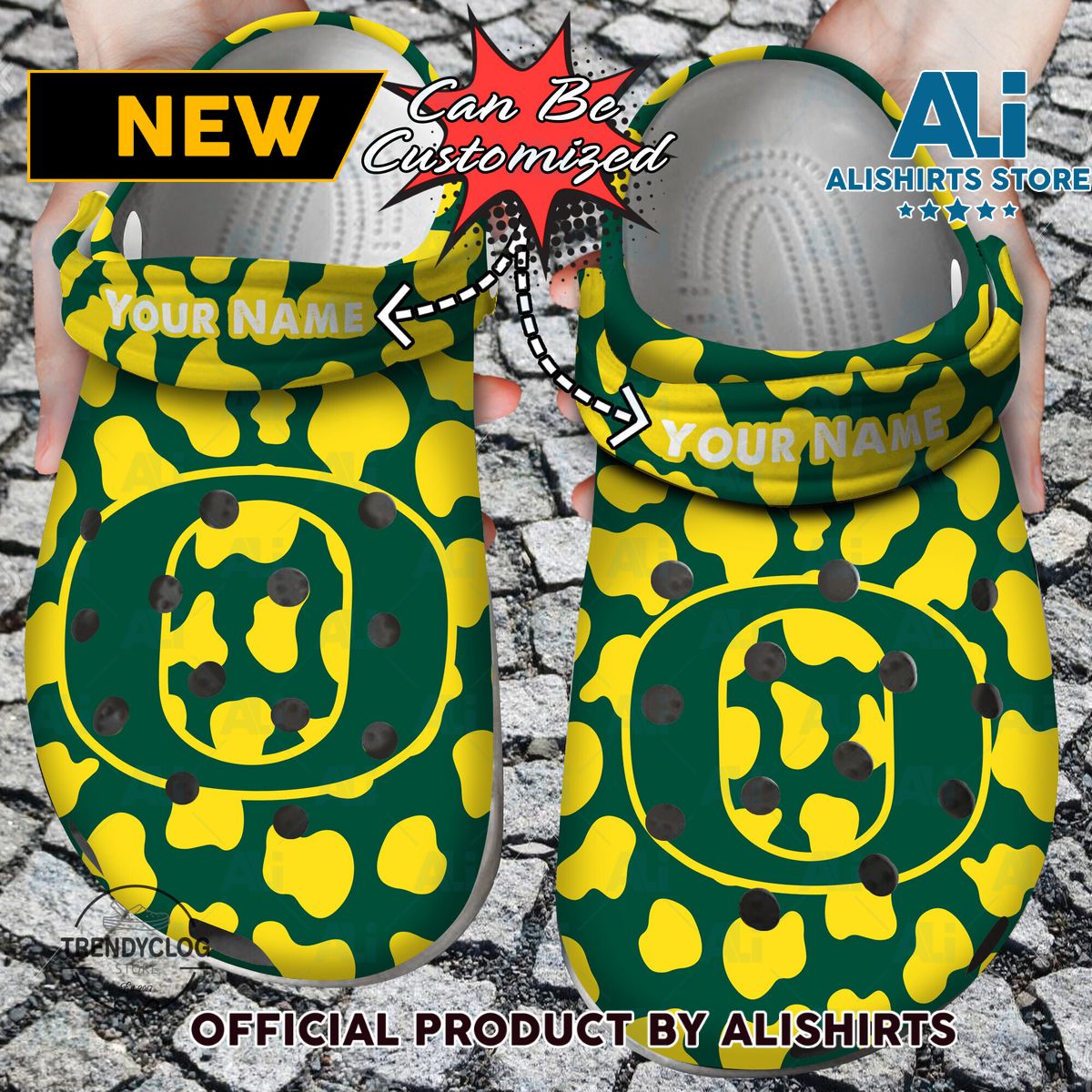 Oregon Ducks Sport University Cow Animal Print New Crocs Crocband Clog Shoes