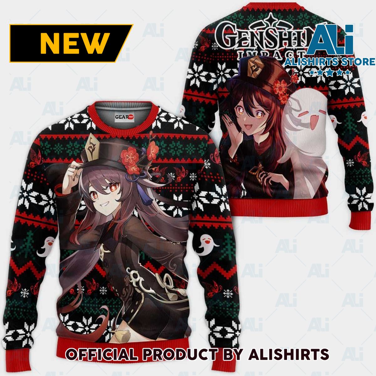 Hu Tao Ugly Christmas Sweater Custom Anime Genshin Impact