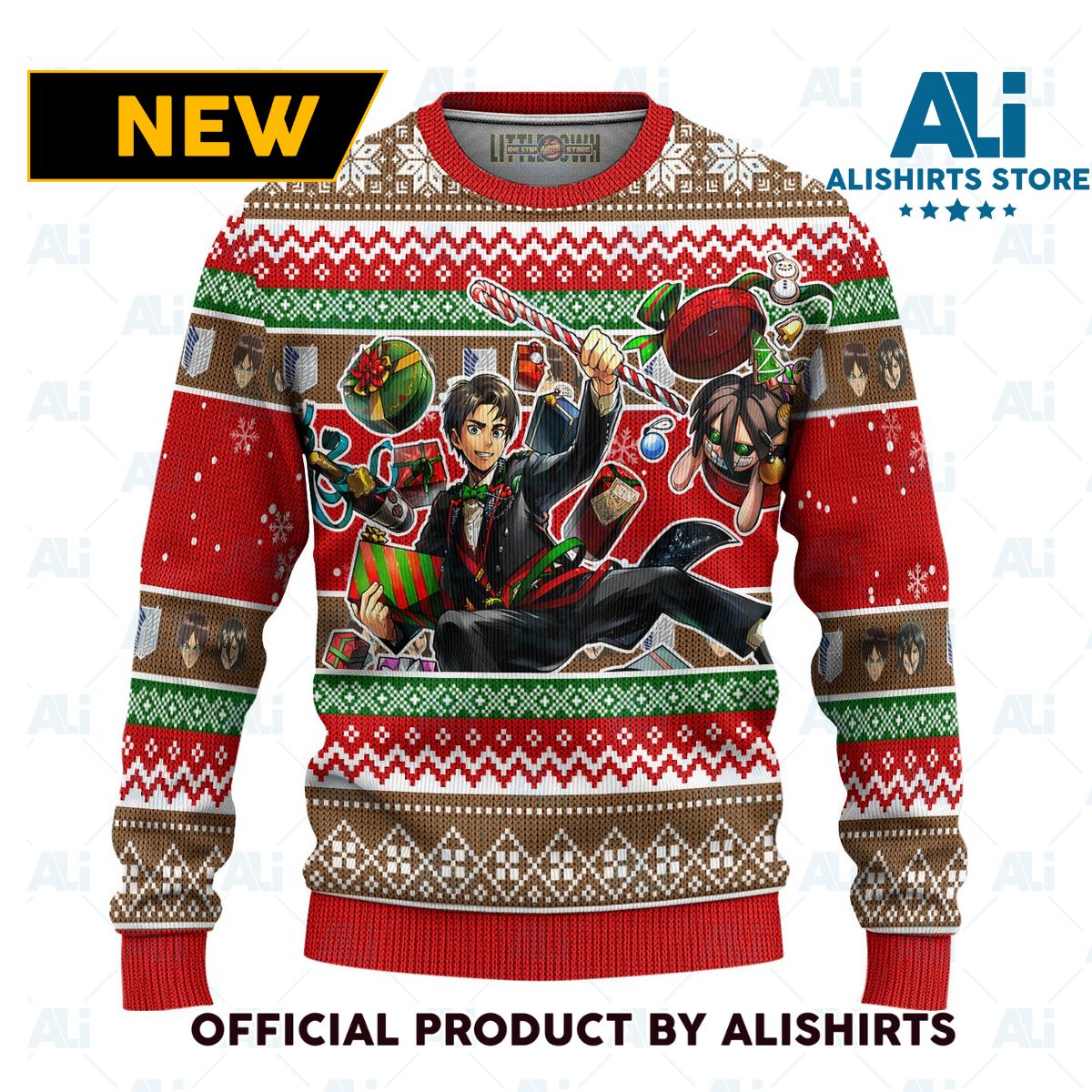 Eren Yeager Attack On Titan Anime Ugly Christmas Sweater