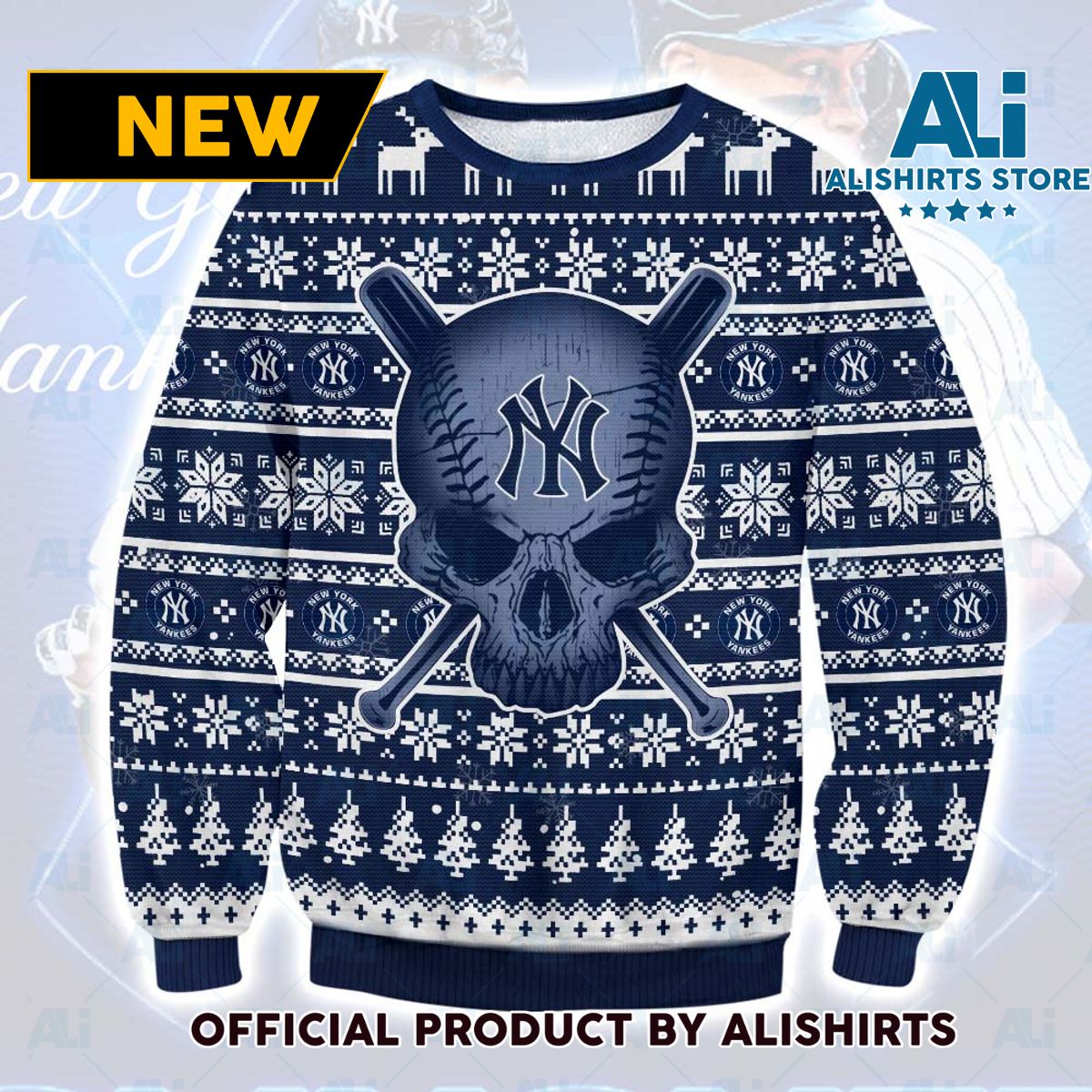 New York Yankees Skull Ugly Sweater