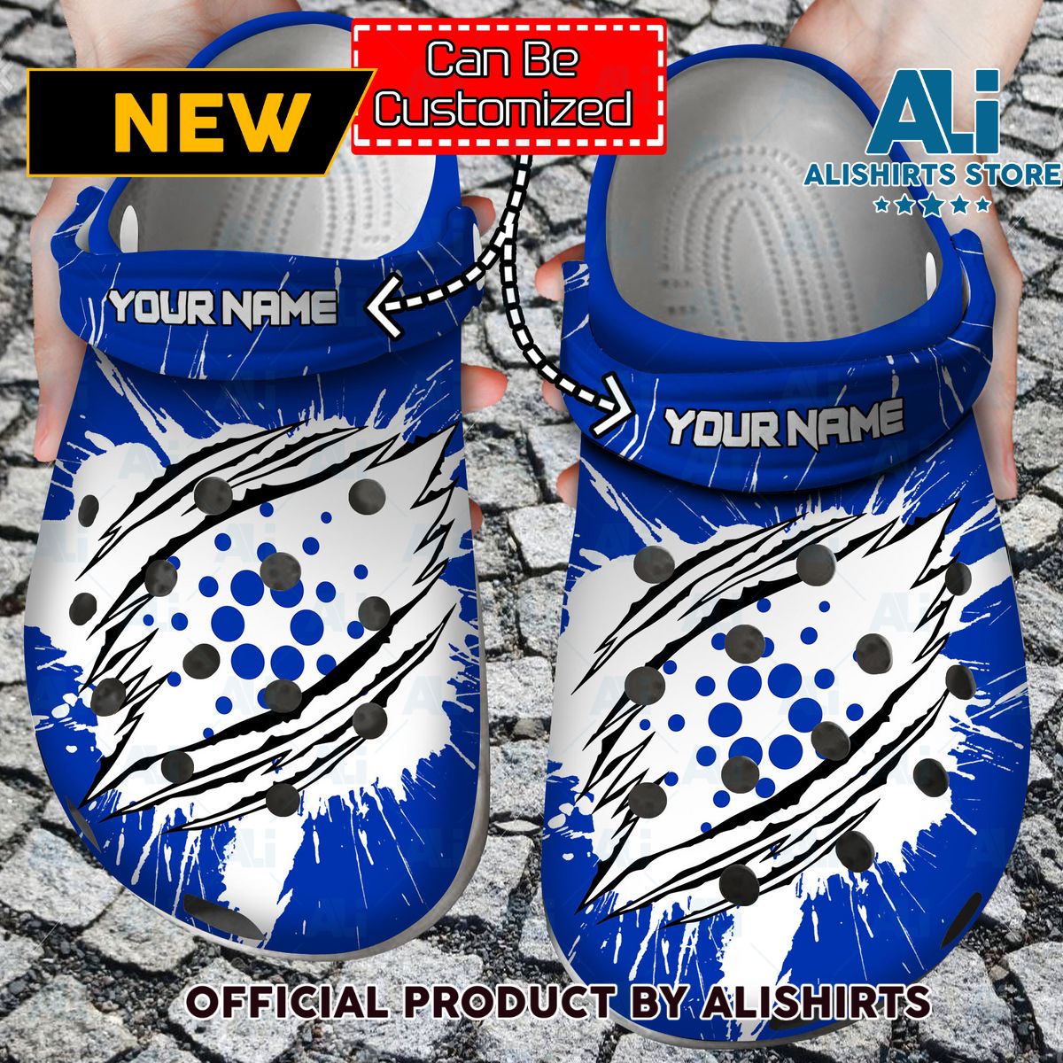 Personalized ADA Coin Ripped Through Crocs Crocband Clog Shoes