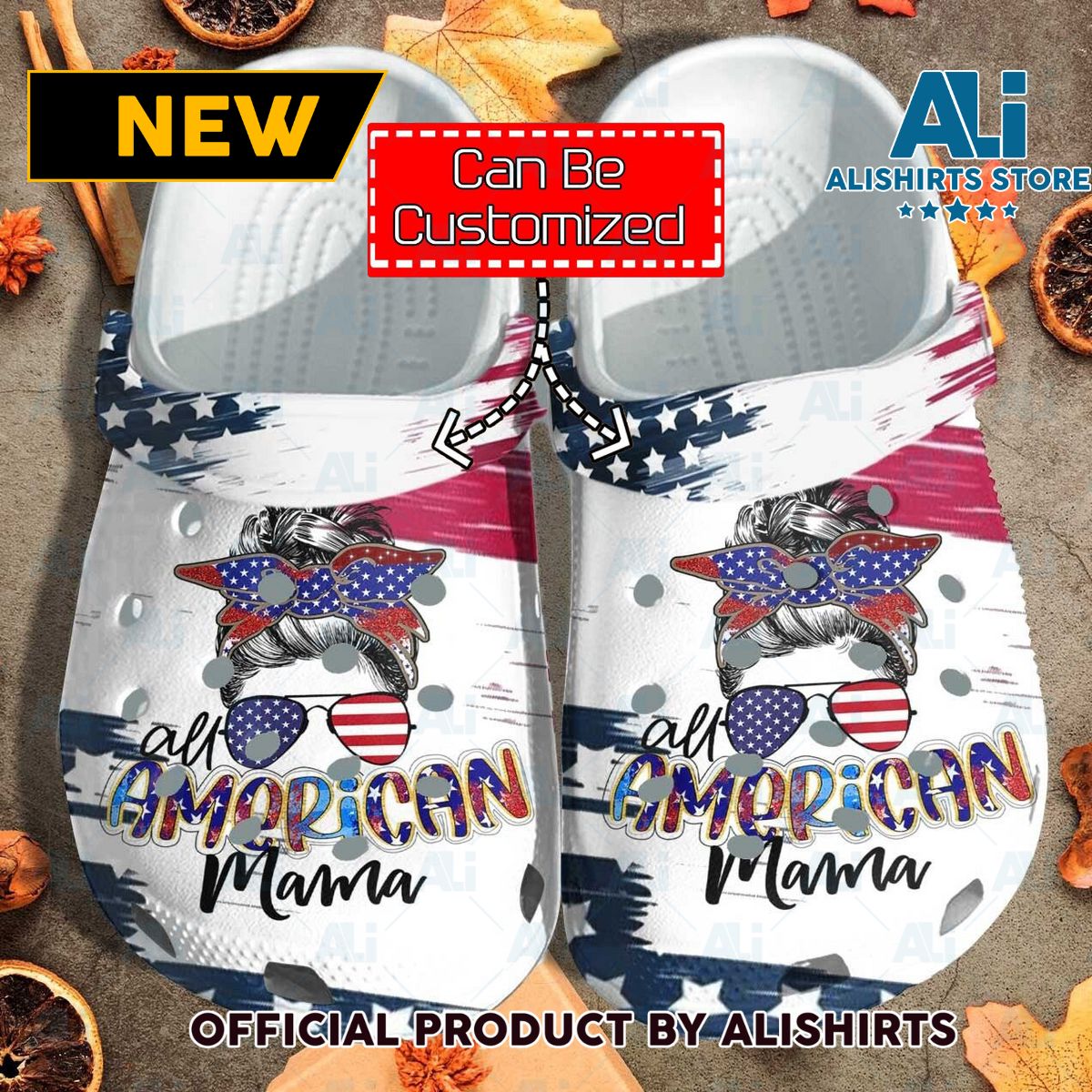 Personalized All American Mama Messy Custom Crocs Crocband Clog Shoes