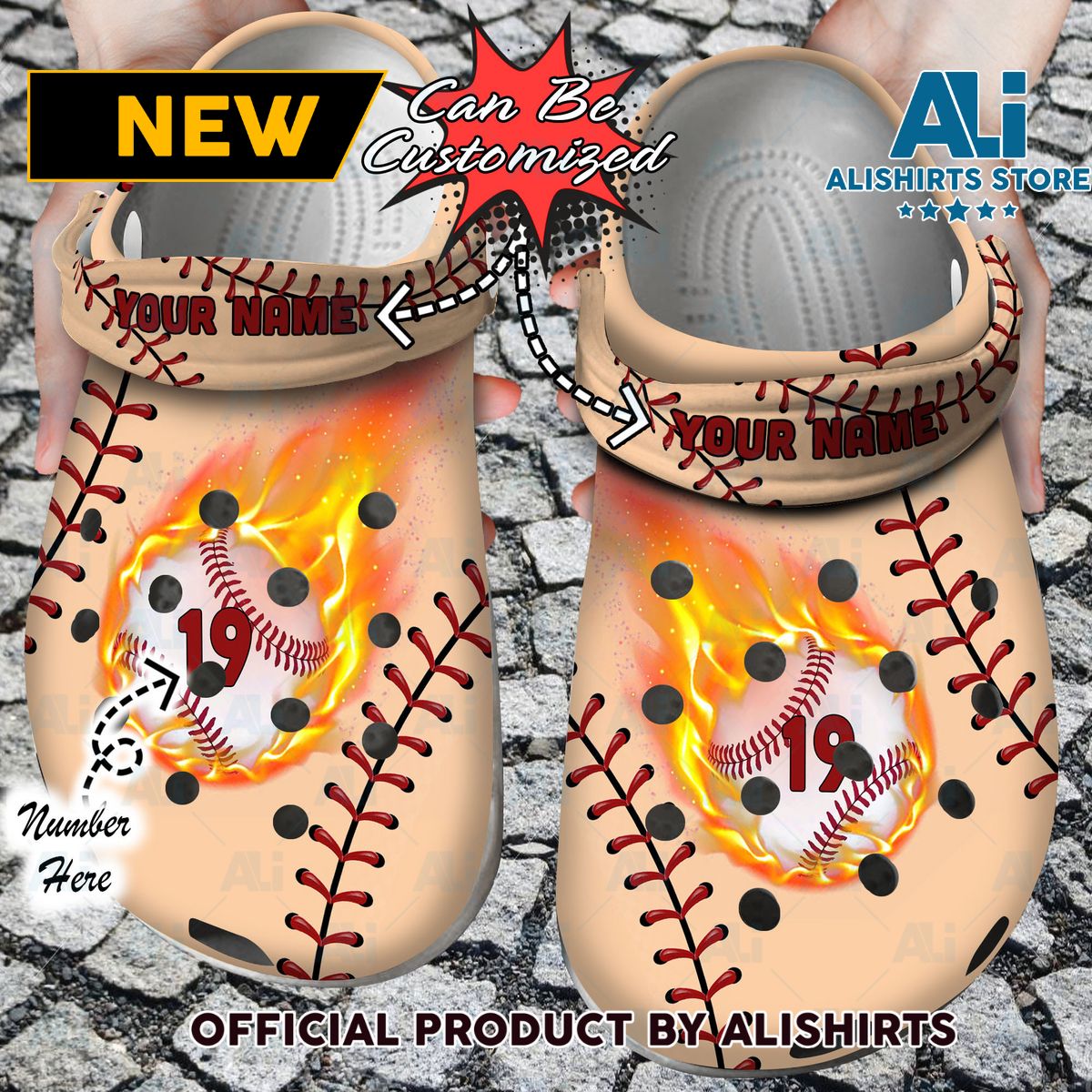 Personalized Baseball On Fire Crocs Crocband Clog Shoes