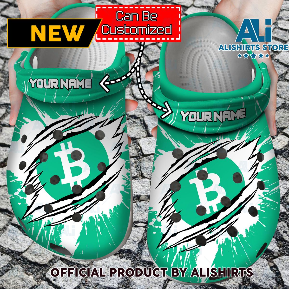 Personalized BCH Coin Ripped Through Crocs Crocband Clog Shoes