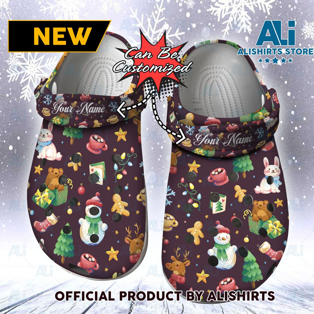 Personalized Christmas Holiday Elements Pattern Crocs Crocband Clogs Crocs Crocband Clog Shoes