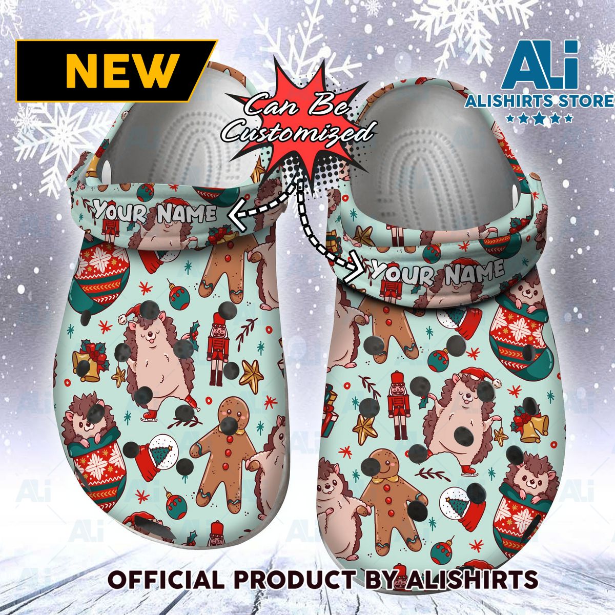 Personalized Christmas Holiday Hedgehog Pattern Crocs Crocband Clogs Crocs Crocband Clog Shoes