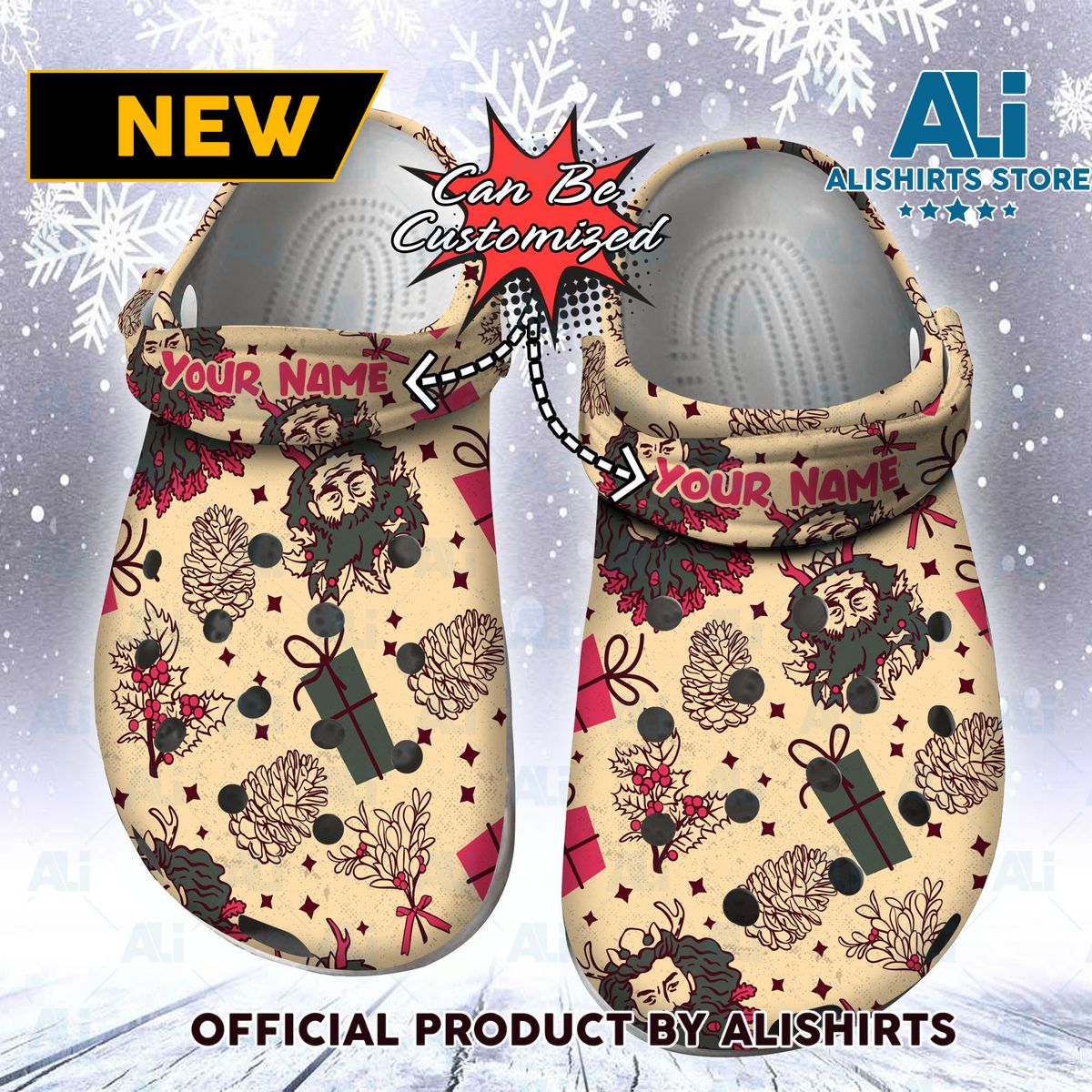 Personalized Christmas Holiday Vintage Pattern Crocs Crocband Clogs Crocs Crocband Clog Shoes