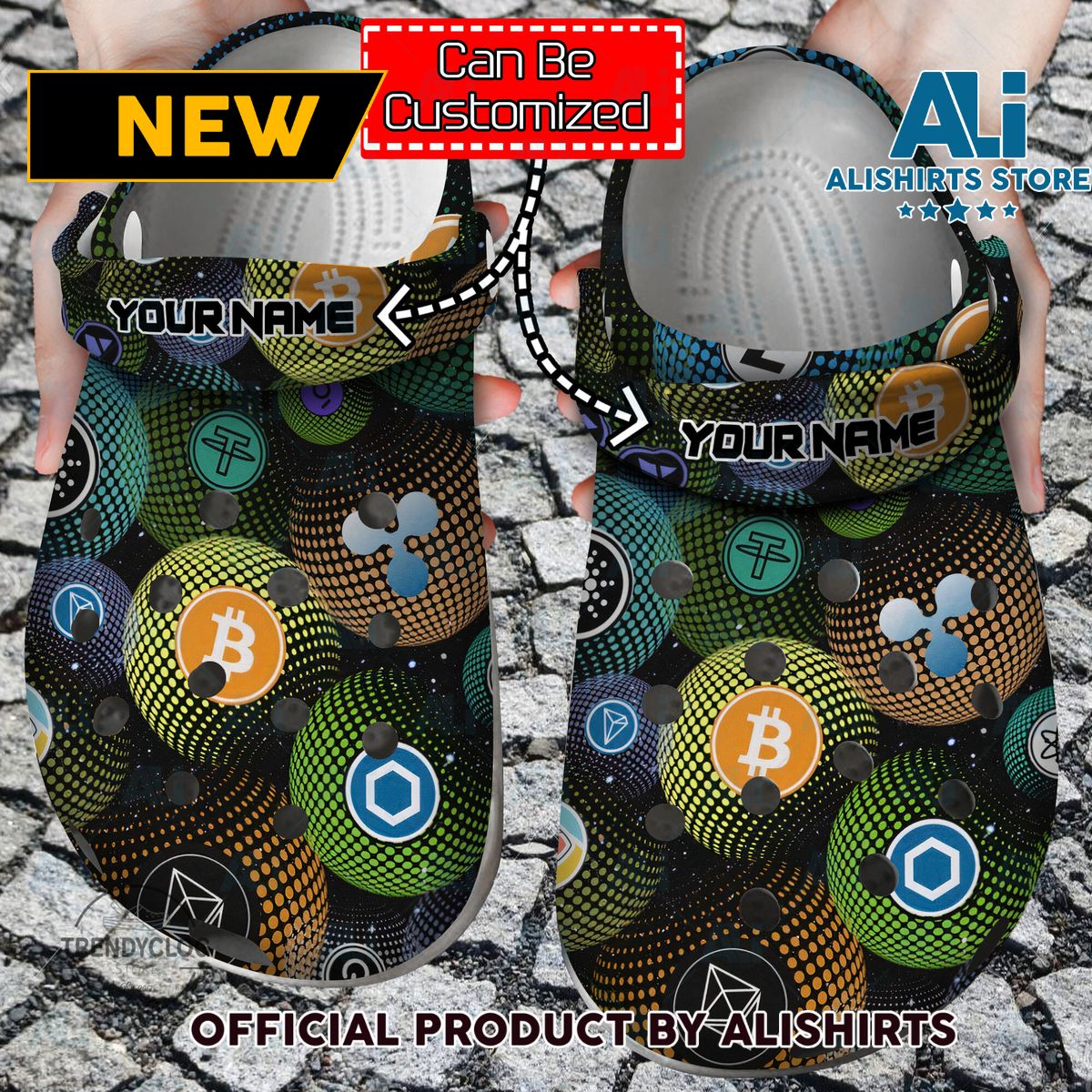 Personalized Colorful Crypto Logo Crocs Crocband Clog Shoes