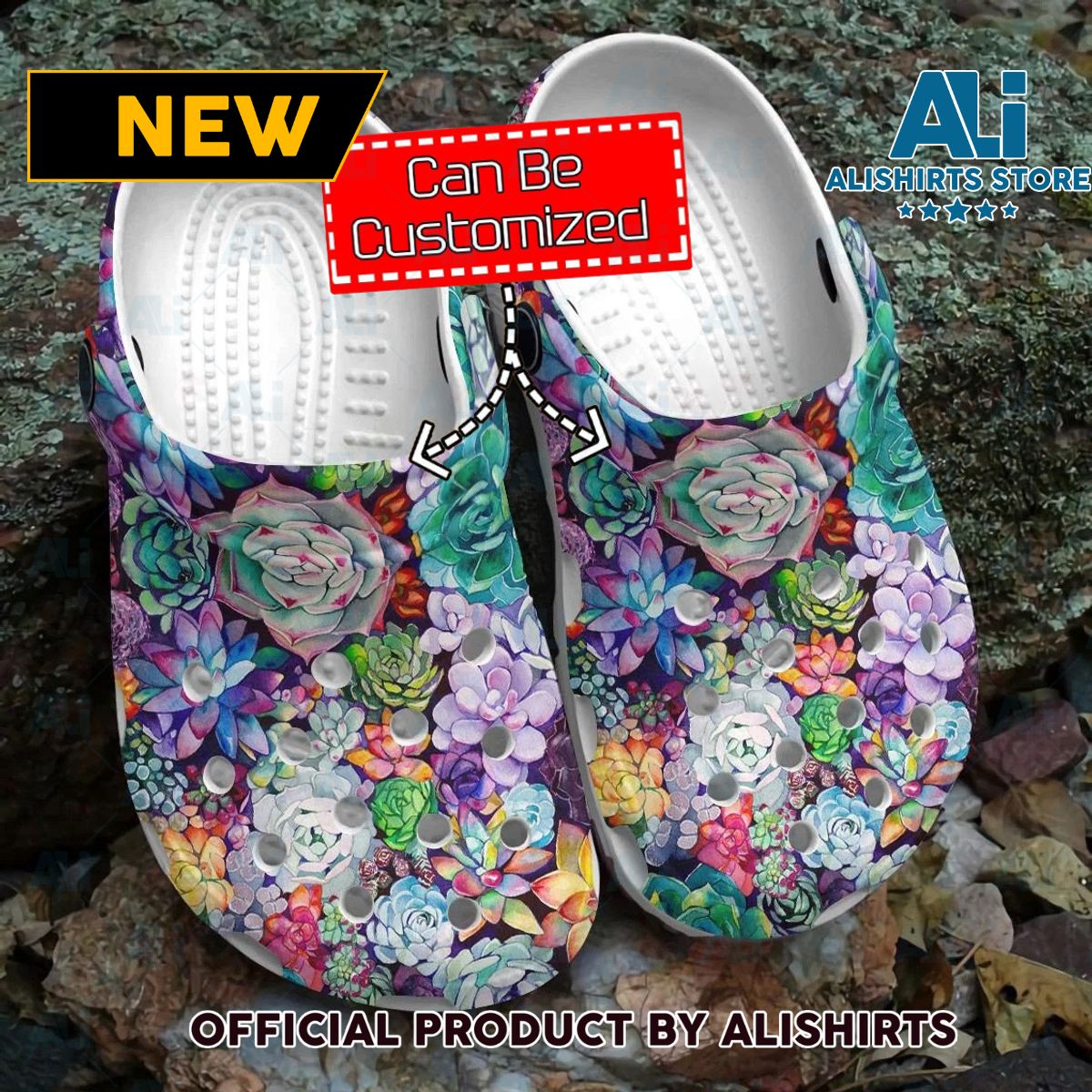 Personalized Colorful Succulents Pattern Crocs Crocband Clog Shoes