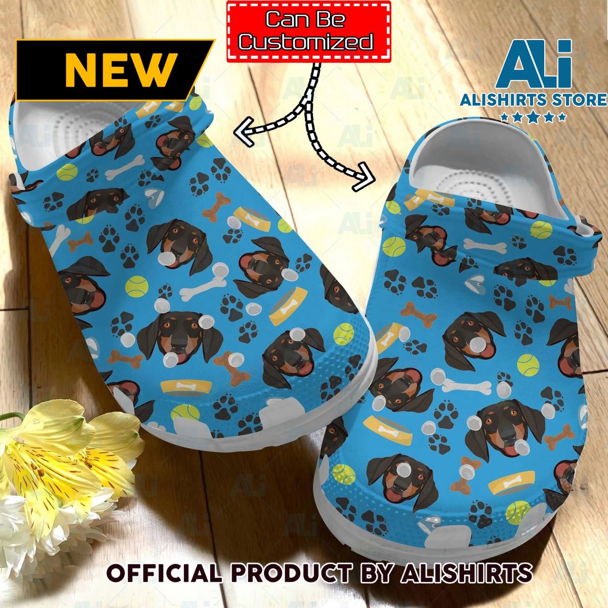 Personalized Cute Dachshund Pattern Crocs Crocband Clog Shoes