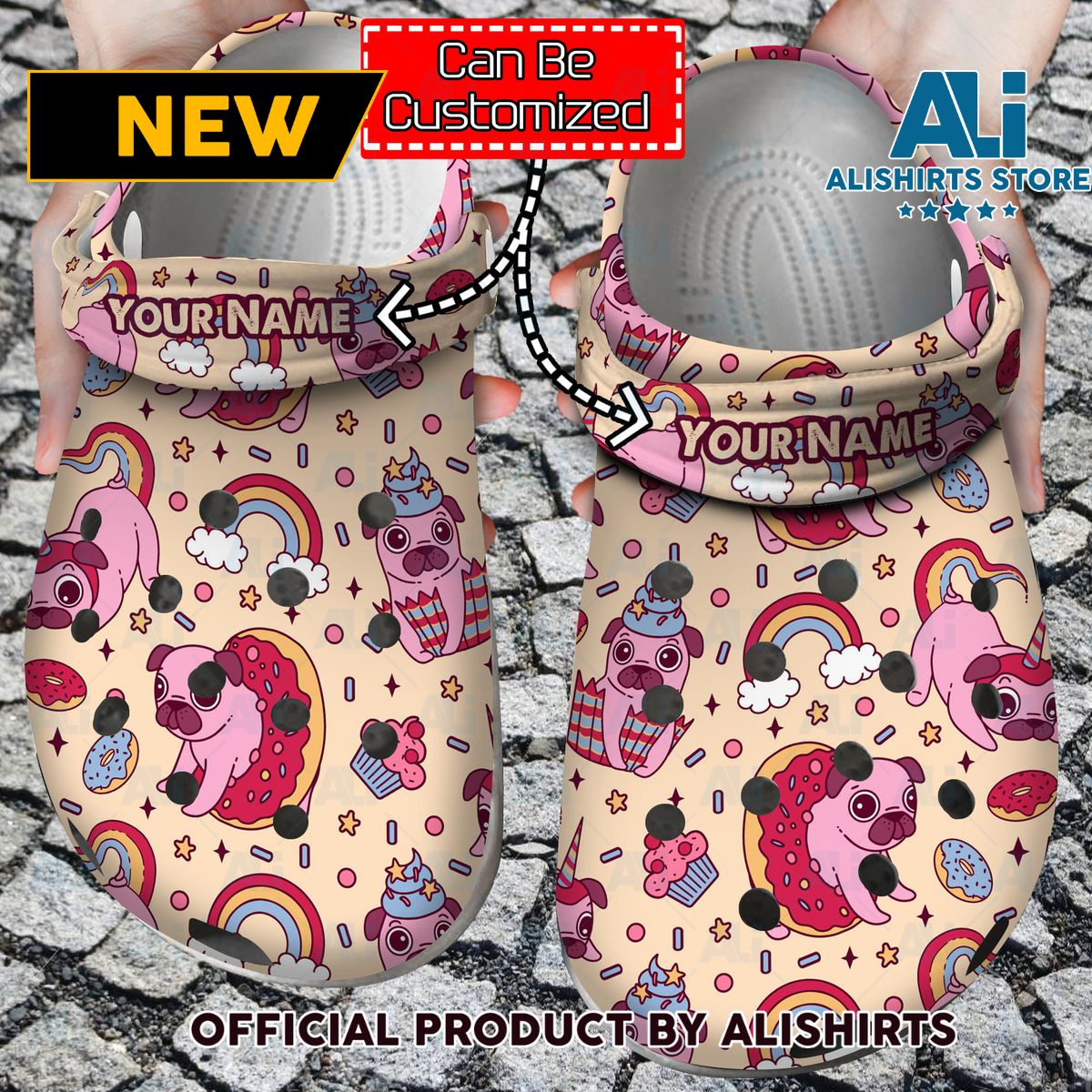 Personalized Cute Pug Dog Pattern Crocs Crocband Clogs Crocs Crocband Clog Shoes